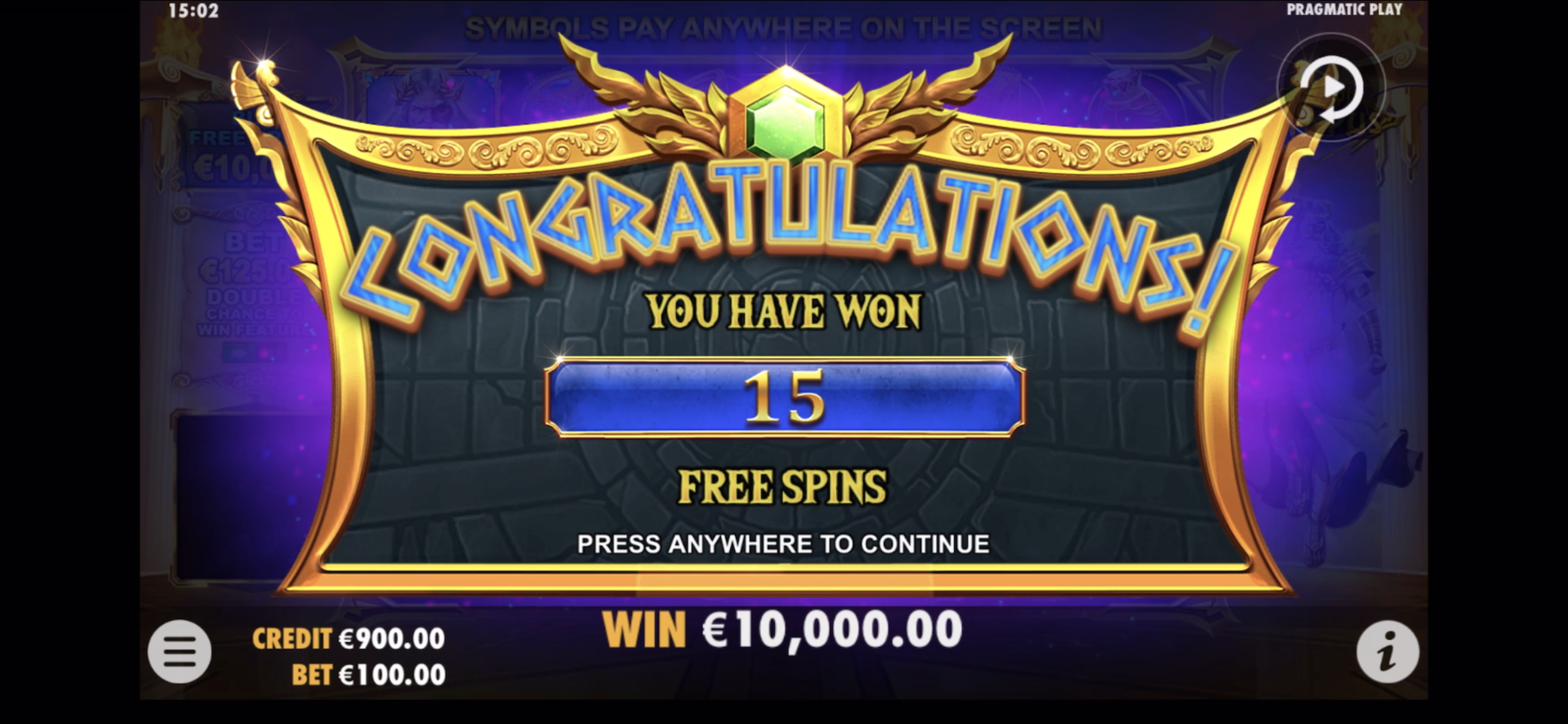 Gates of Olympus - Free spins 3