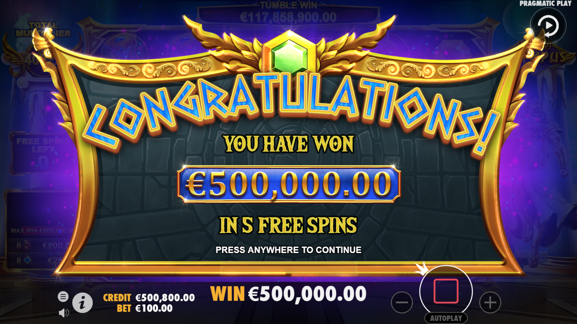 Gates of Olympus - Free spins 4