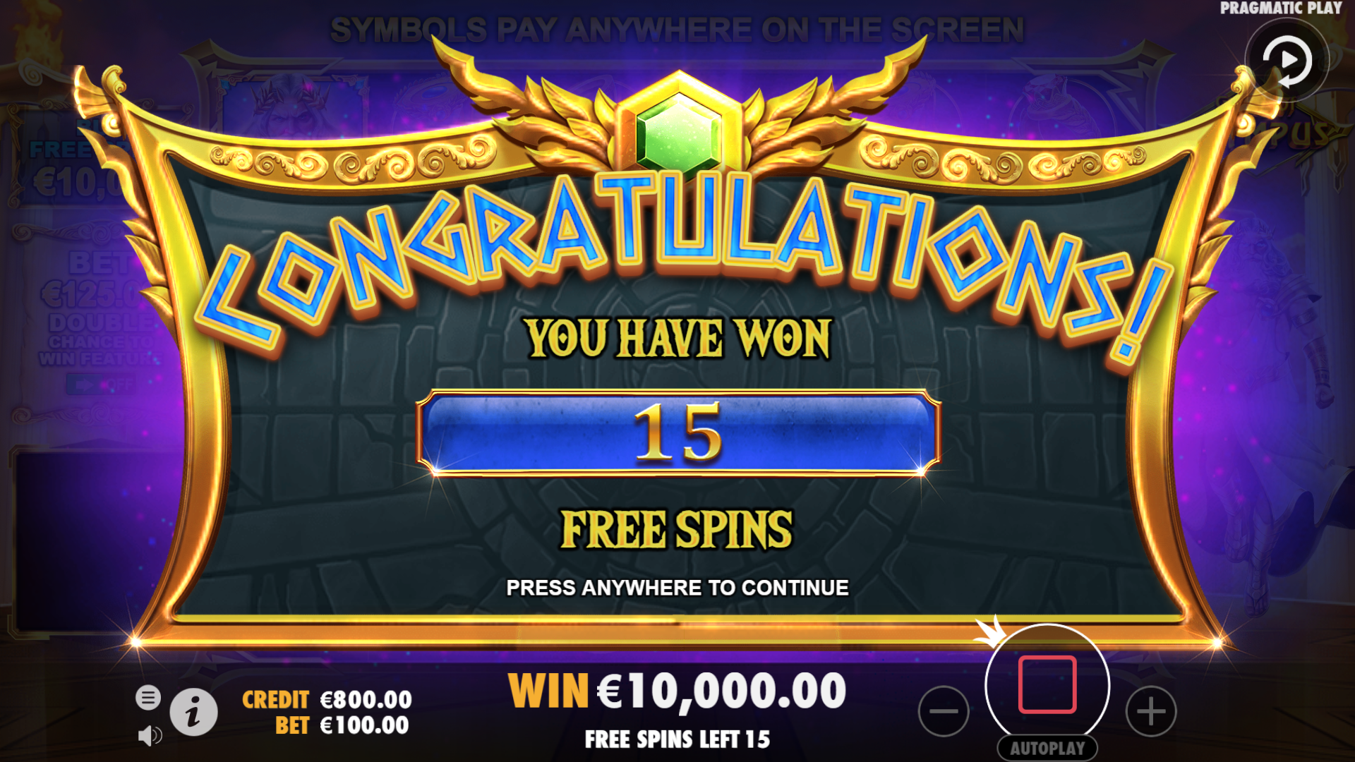 Gates of Olympus - Free spins 5