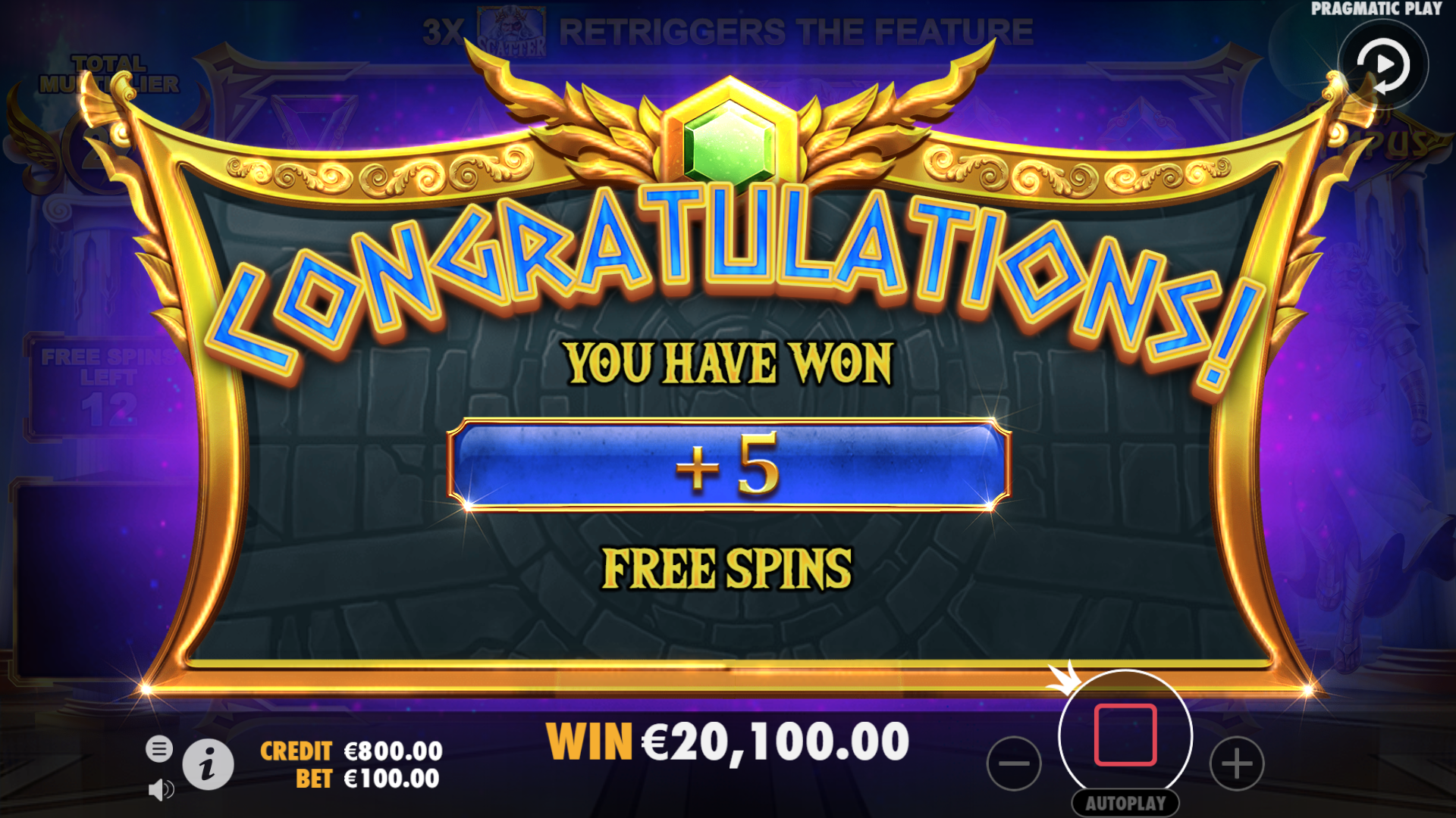 Gates of Olympus - Free spins 6