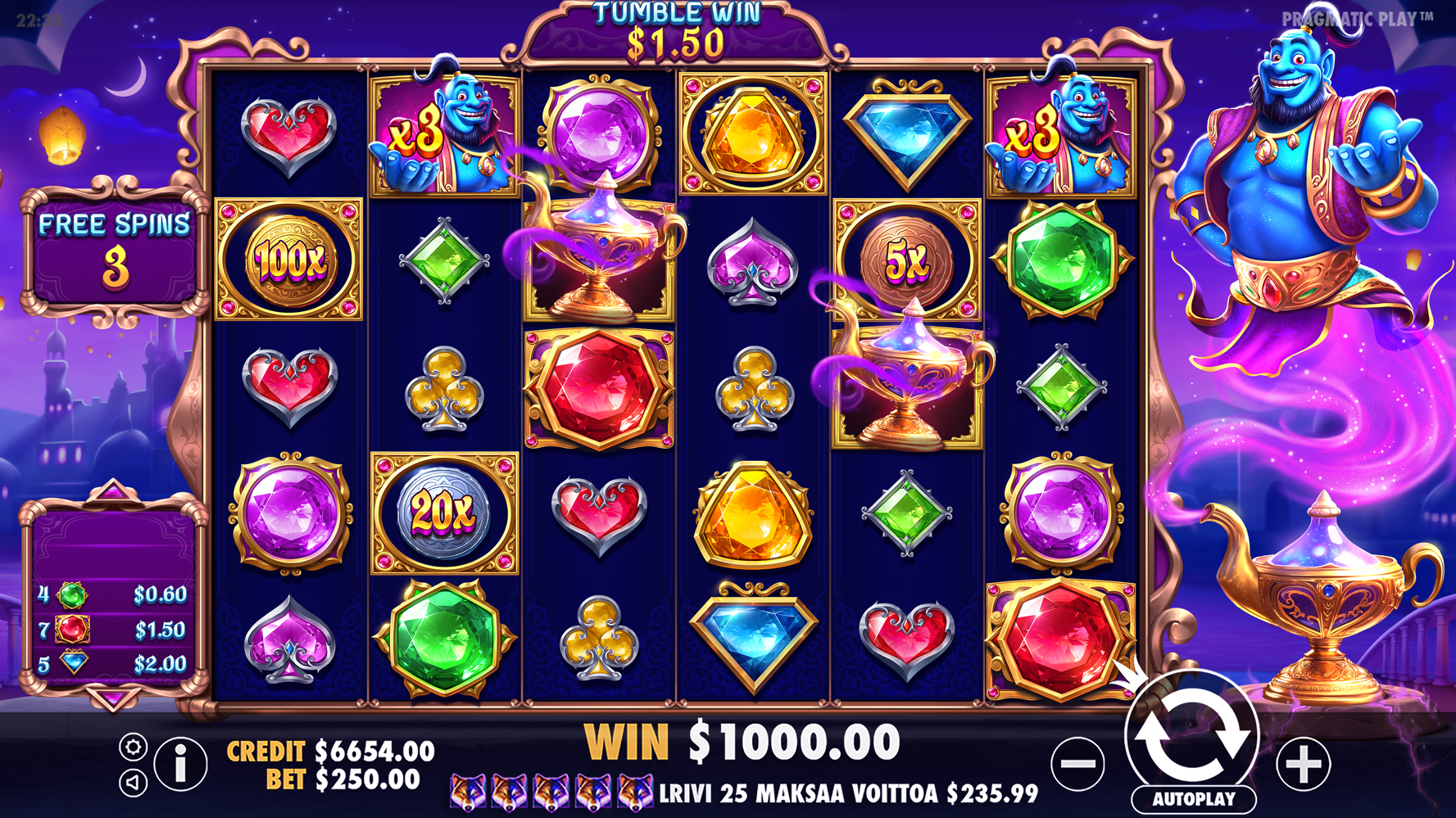 Genie's Gem Bonanza - Free spins 5