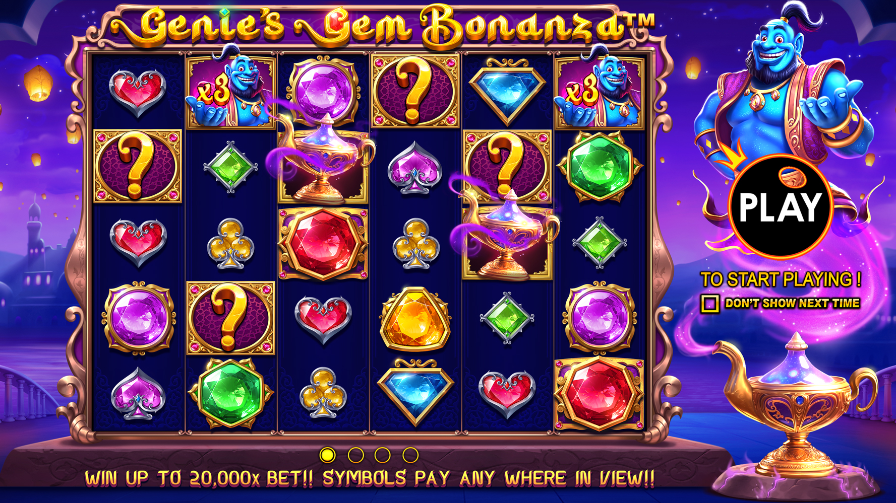 Genie's Gem Bonanza - Start screen 1