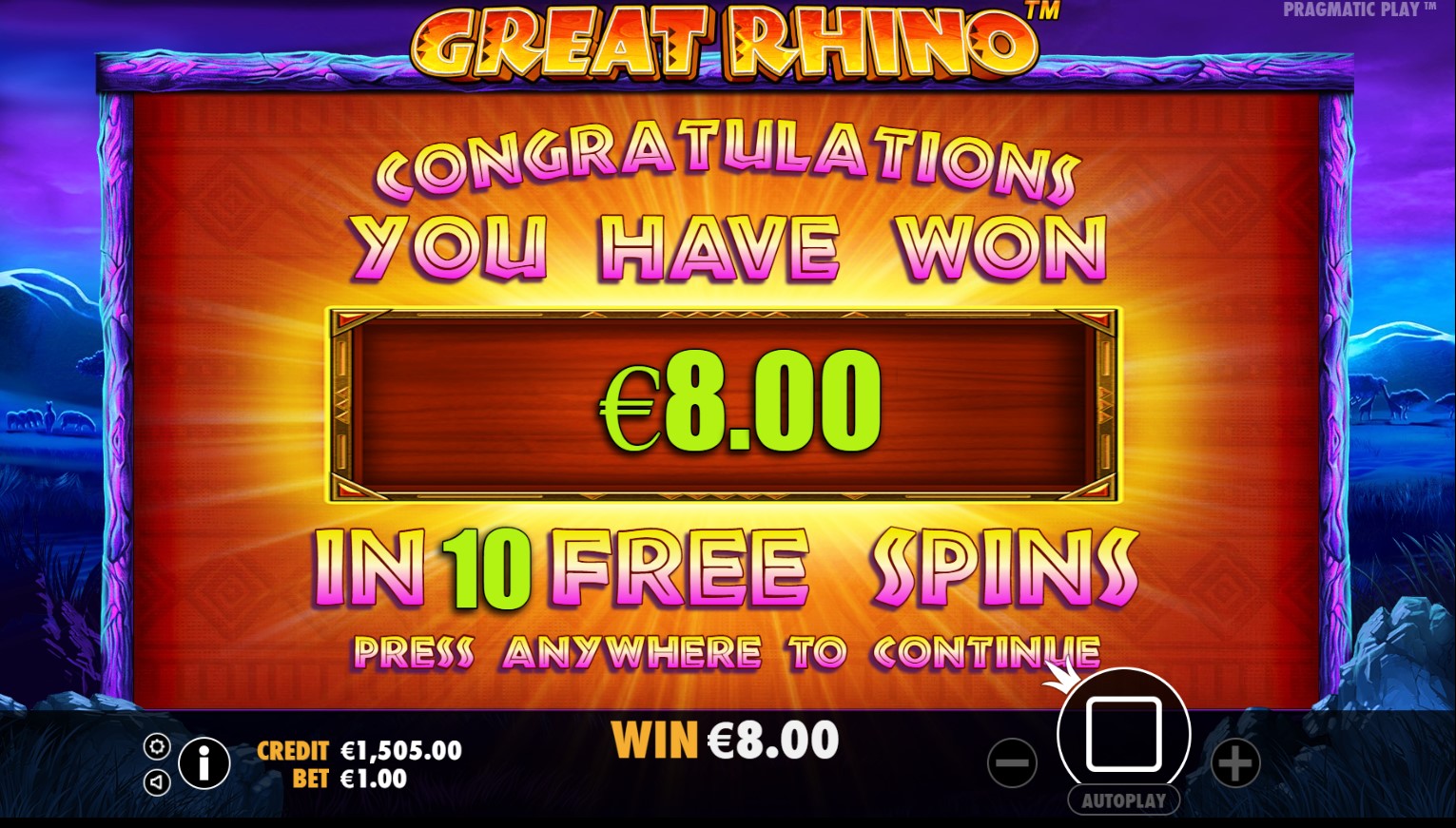 Great Rhino - Free spins 1