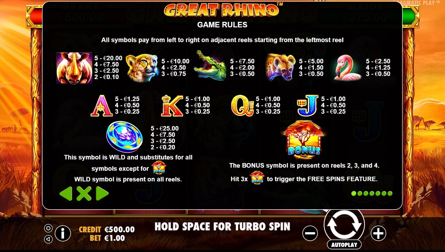 Great Rhino - Game rules 2