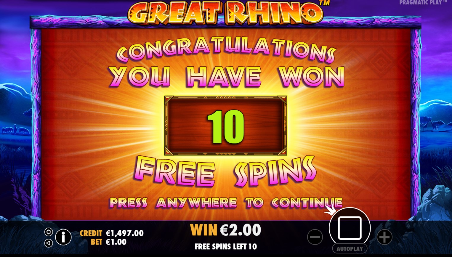 Great Rhino - Free spins 6