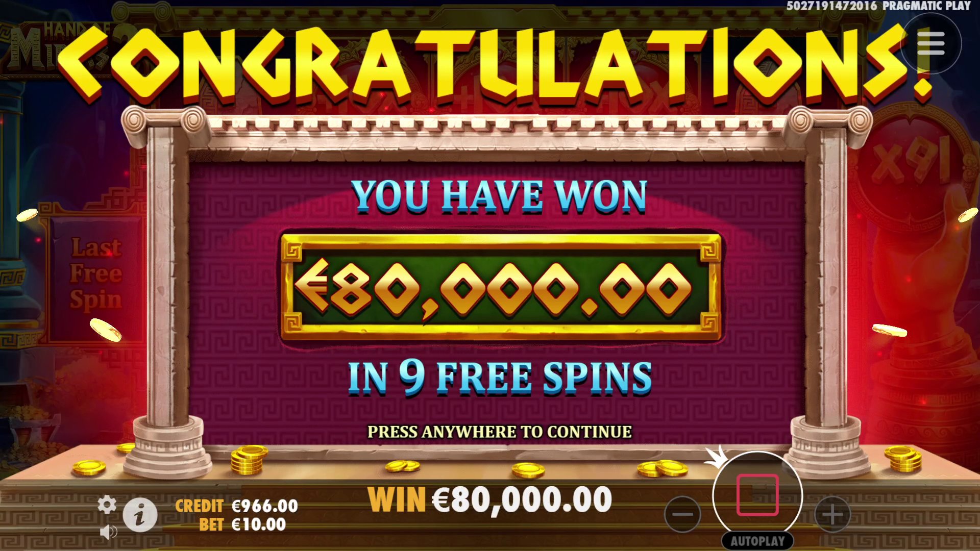 Hand of Midas 2 - Free spins 2