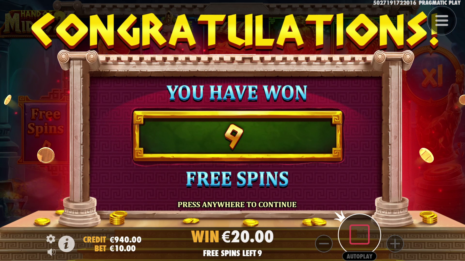 Hand of Midas 2 - Free spins 3