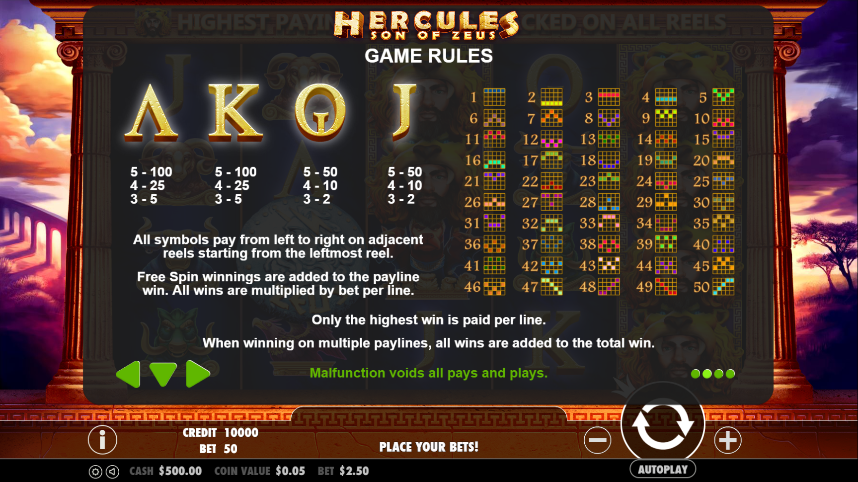 Hercules Son of Zeus - Game rules 1