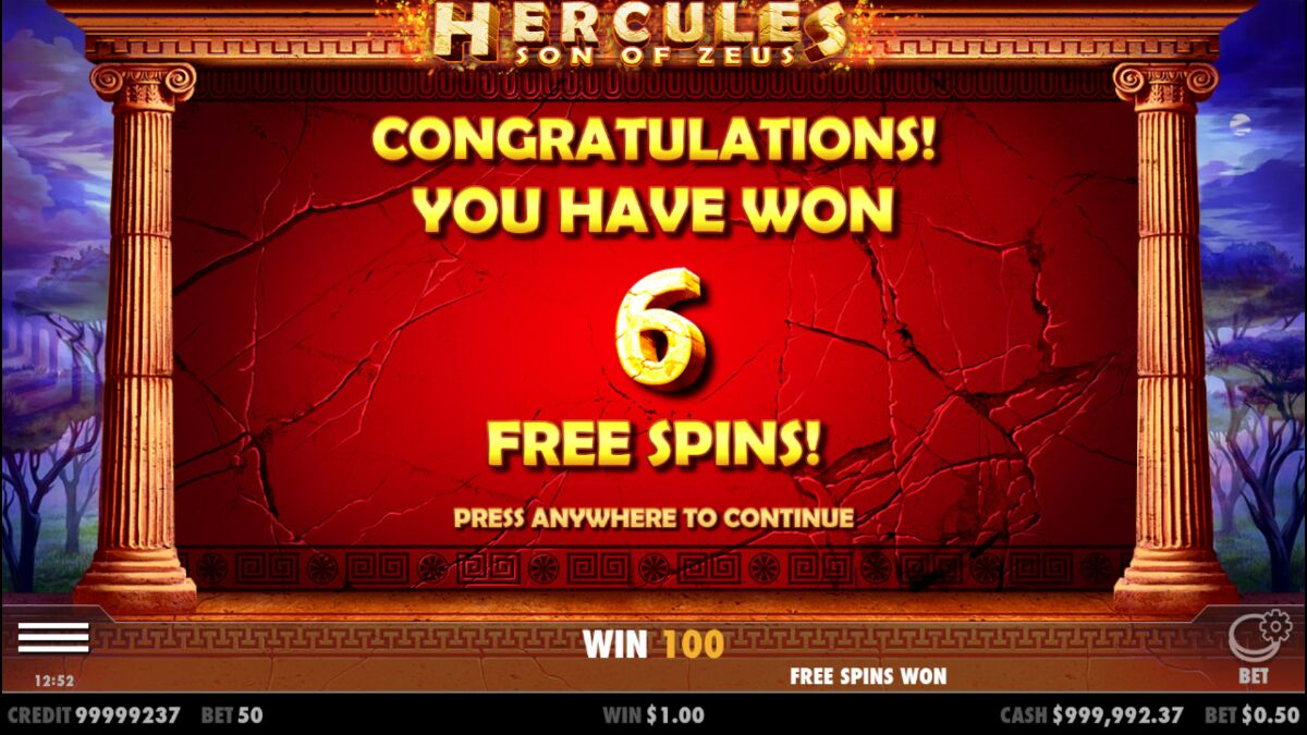 Hercules Son of Zeus - Free spins 8