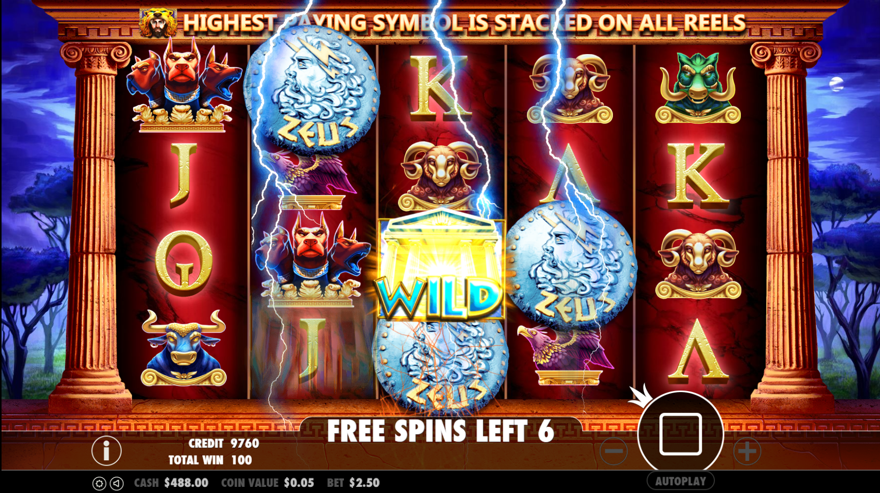 Hercules Son of Zeus - Free spins 11