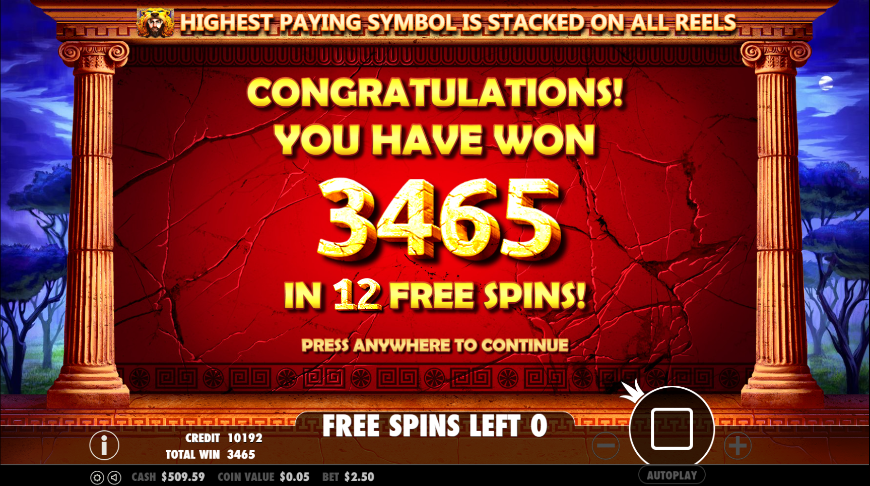 Hercules Son of Zeus - Free spins 13