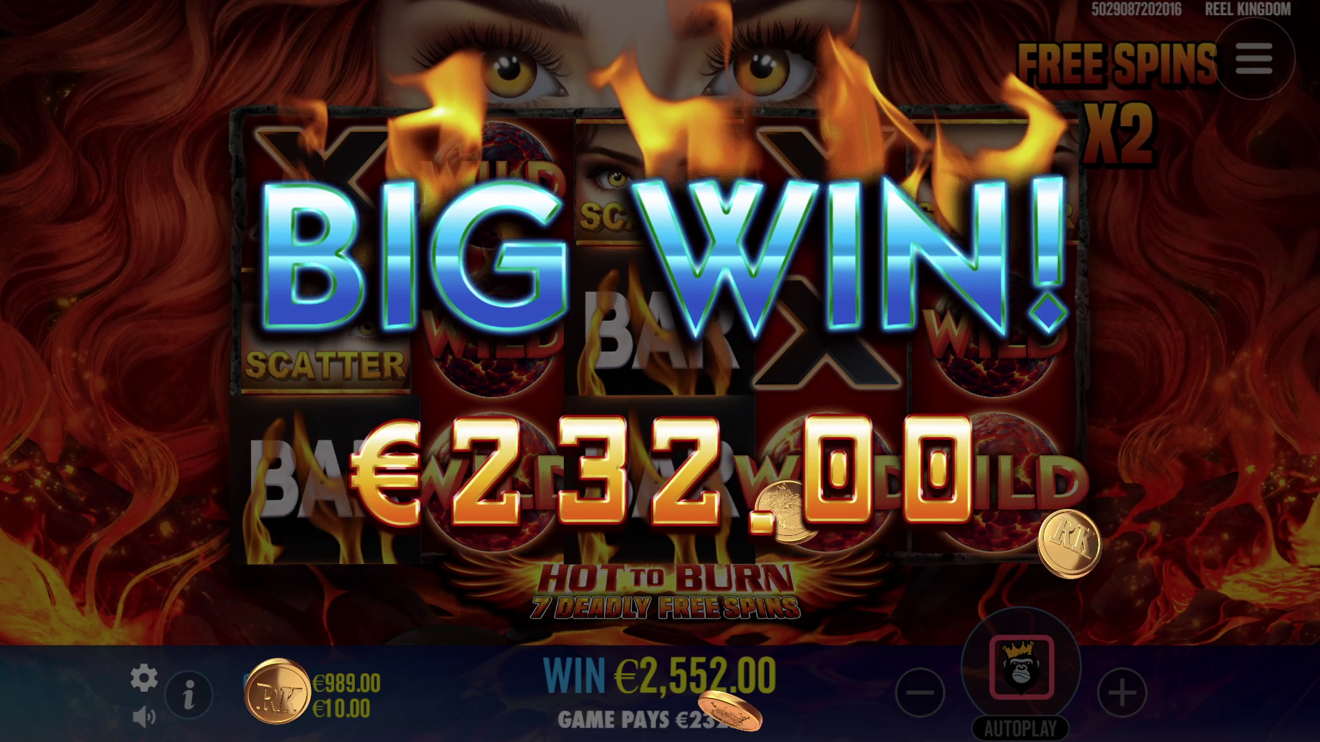 Hot to Burn - 7 Deadly Free Spins - Big win 5