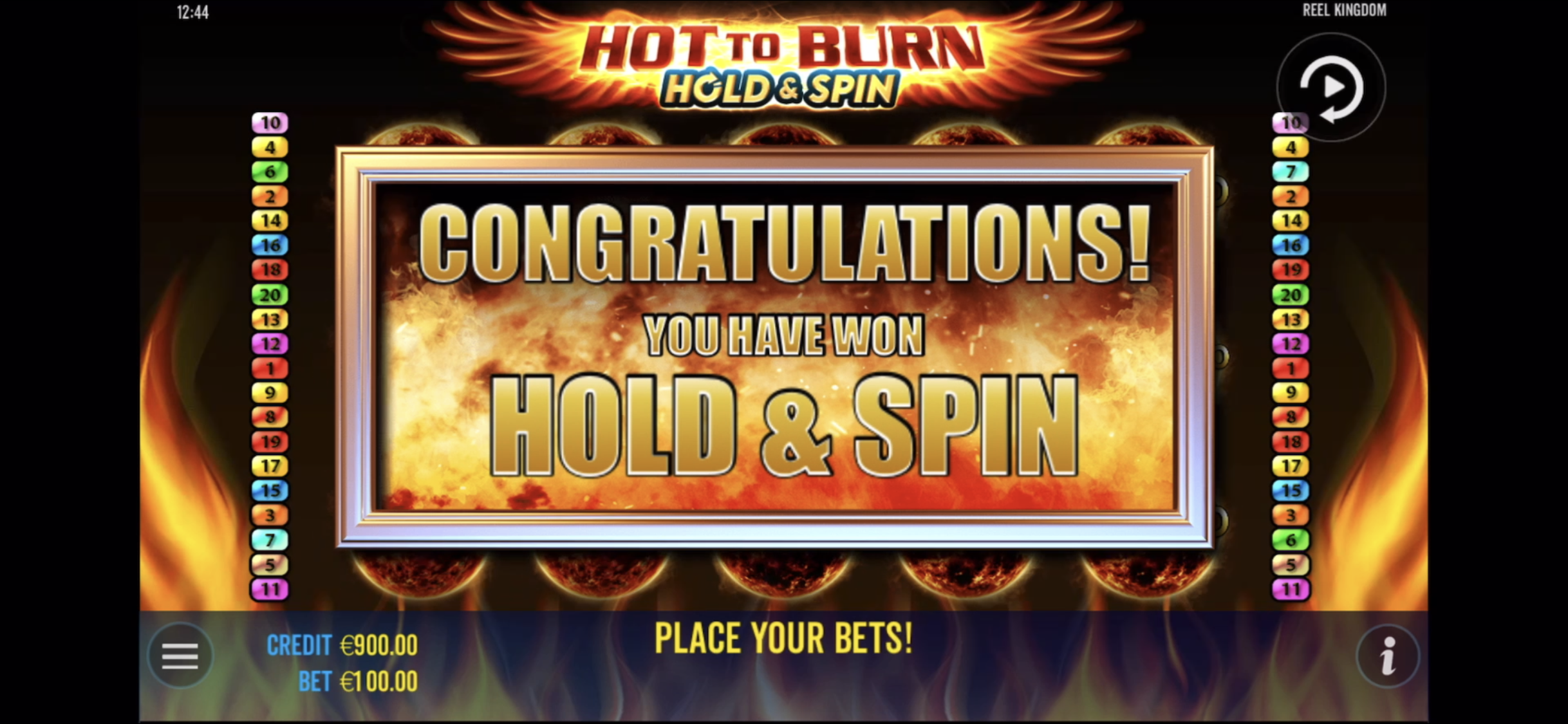 Hot to Burn Hold & Spin - Free spins 1