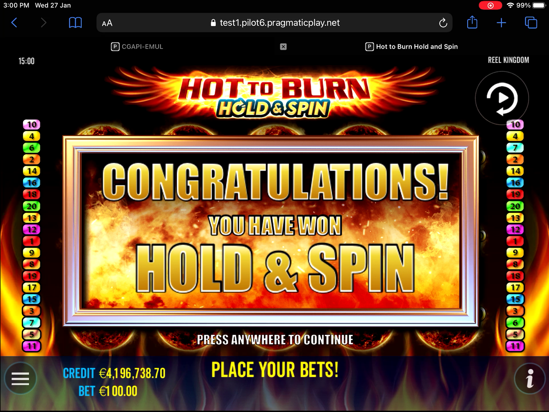 Hot to Burn Hold & Spin - Free spins 2