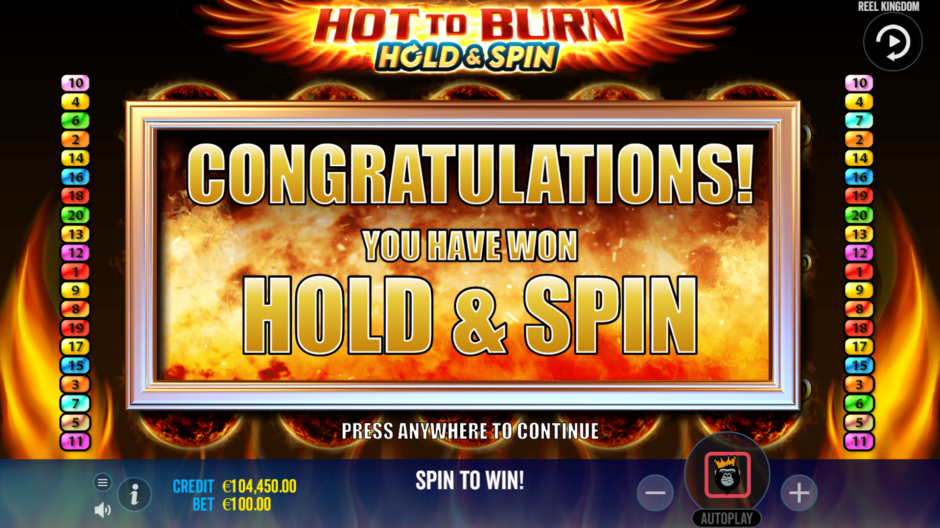 Hot to Burn Hold & Spin - Free spins 3