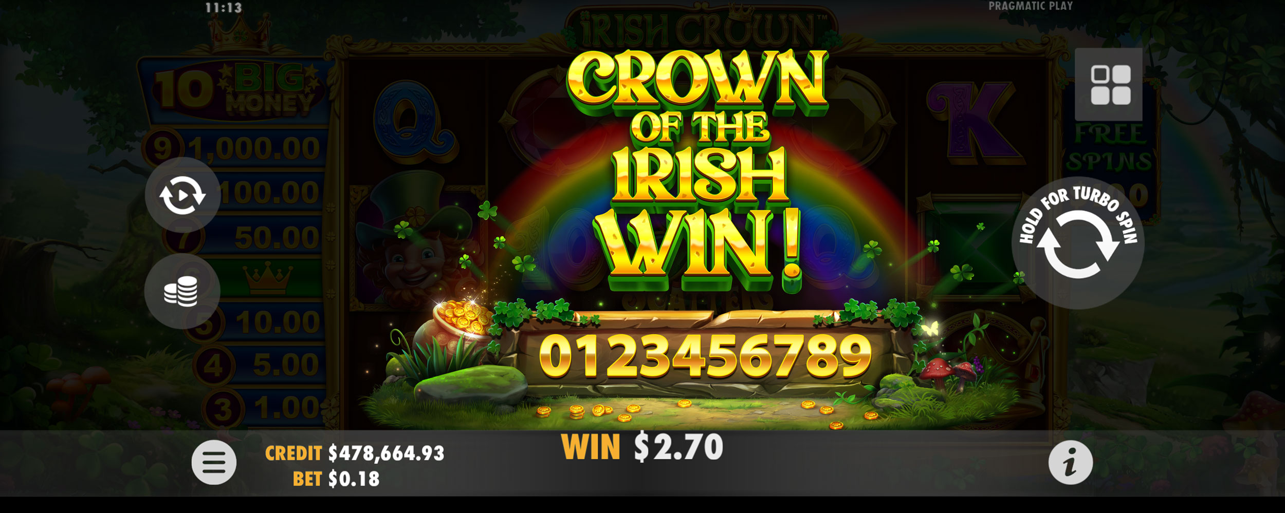 Irish Crown - Big win 5