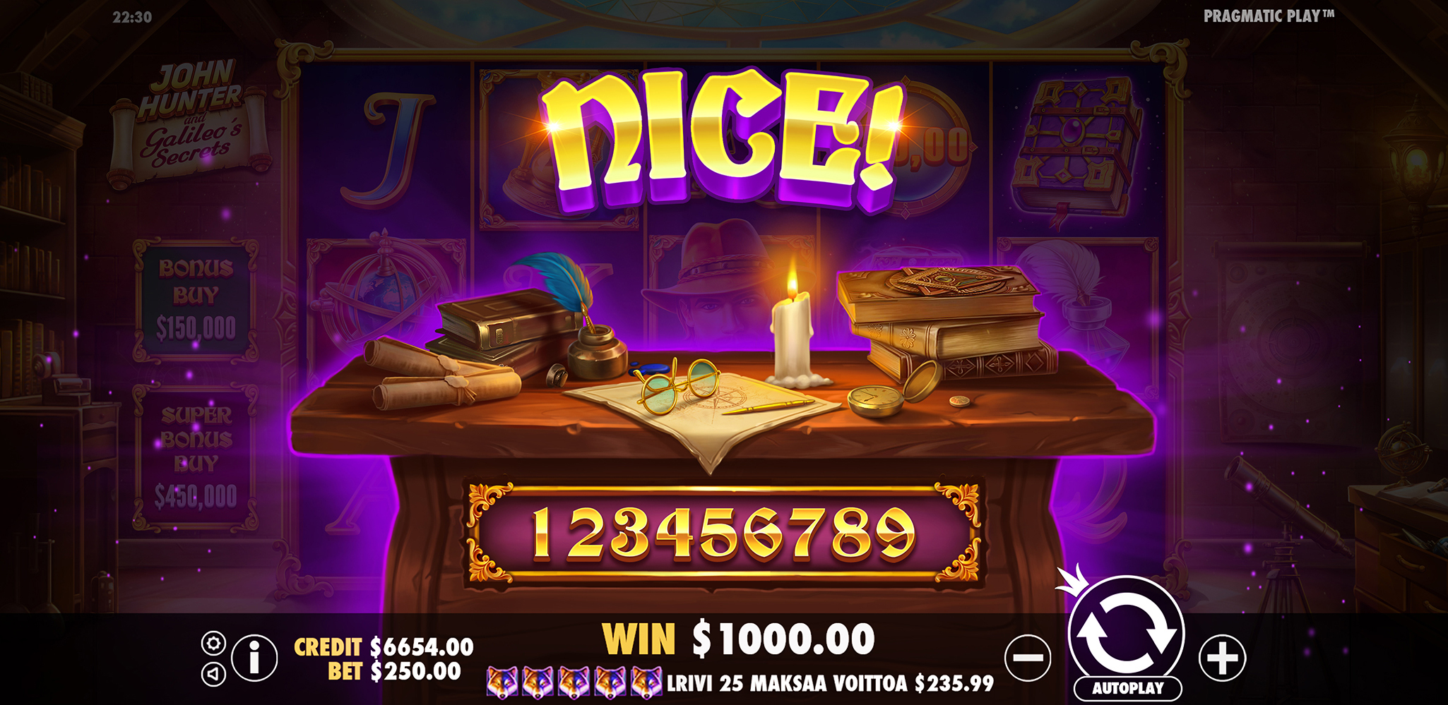 John Hunter and Galileo's Secrets - Big win 6