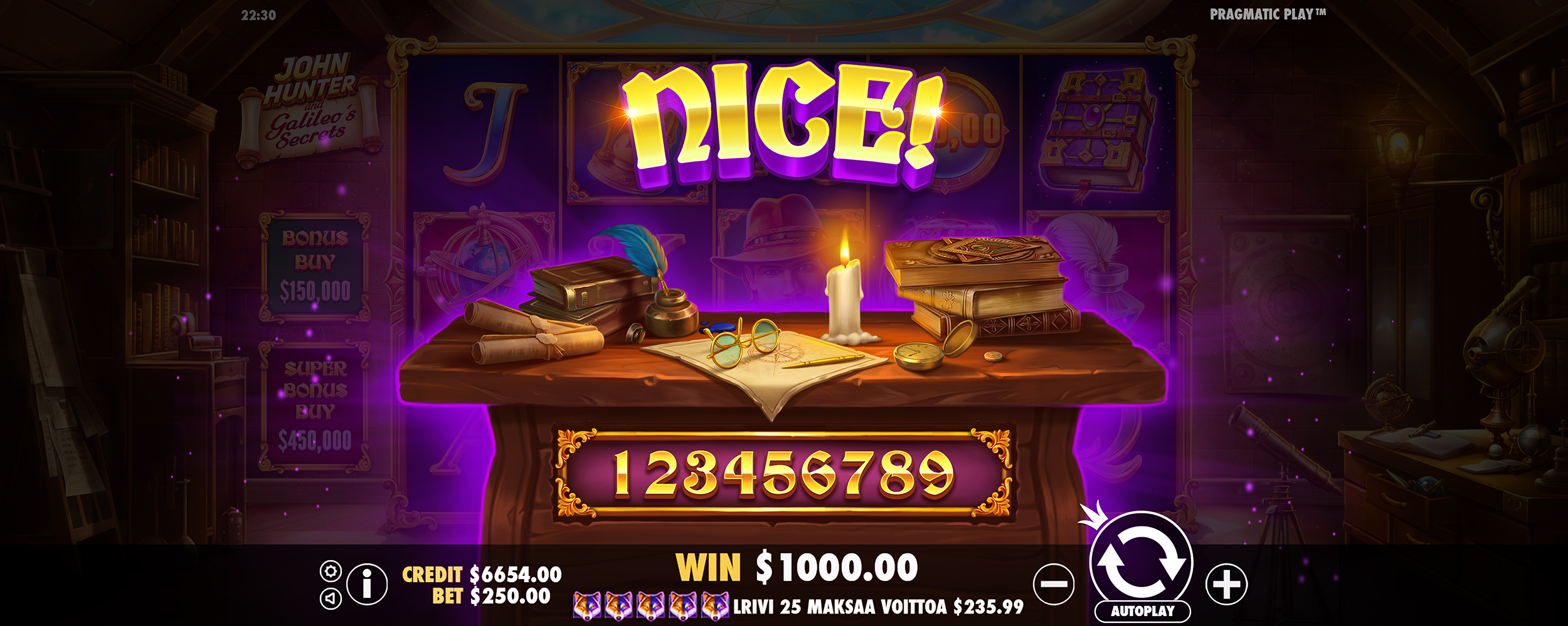 John Hunter and Galileo's Secrets - Big win 7