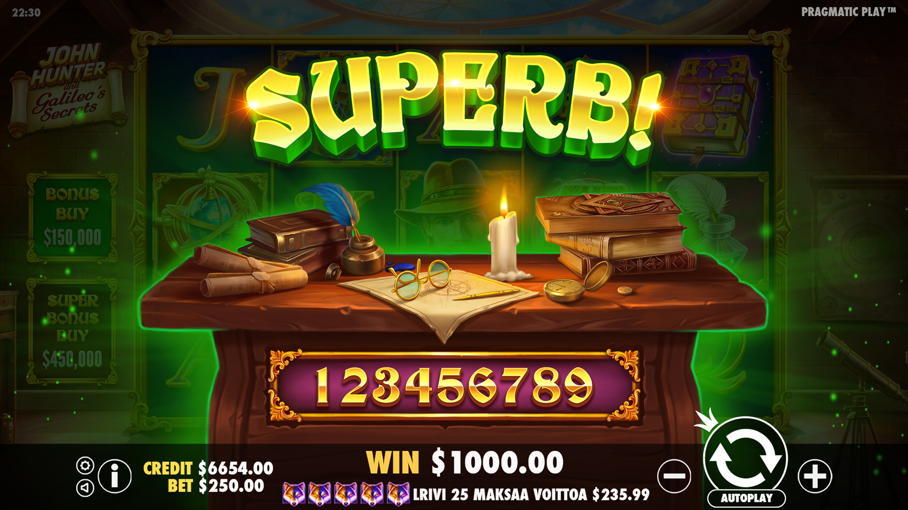 John Hunter and Galileo's Secrets - Big win 11