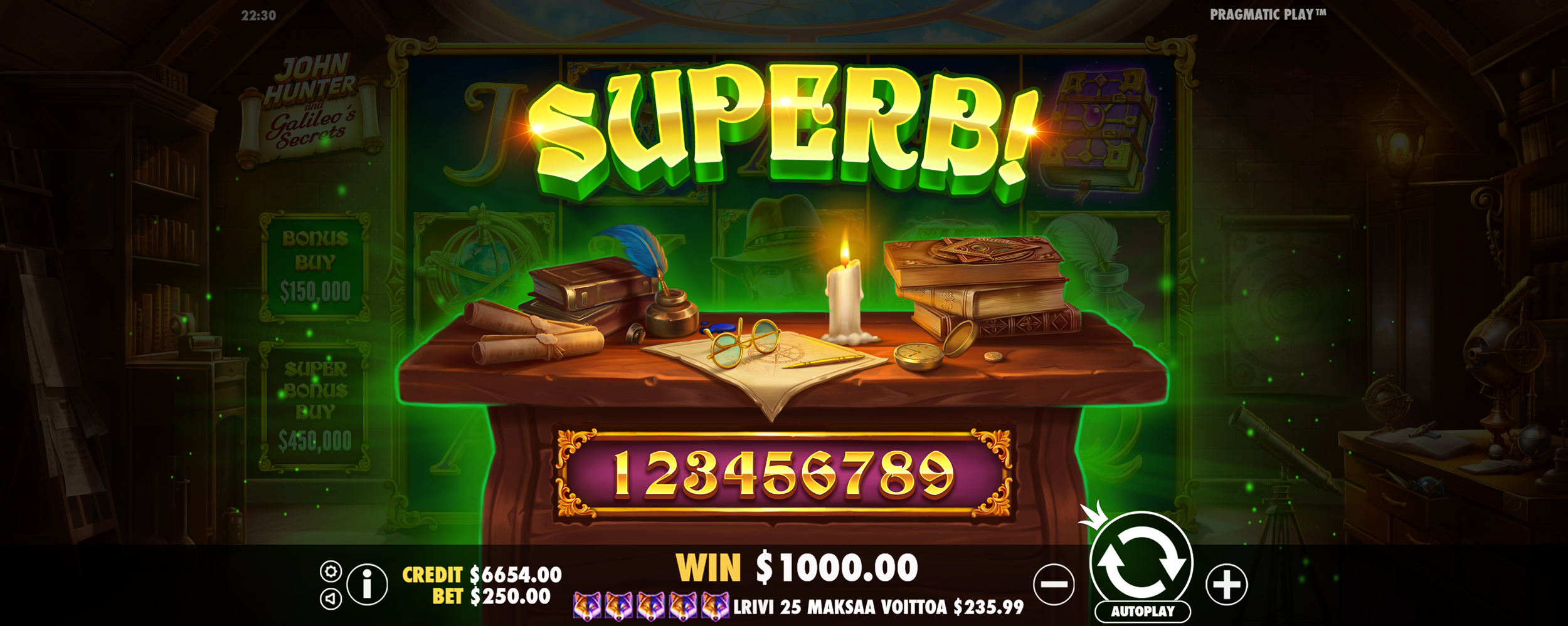 John Hunter and Galileo's Secrets - Big win 13
