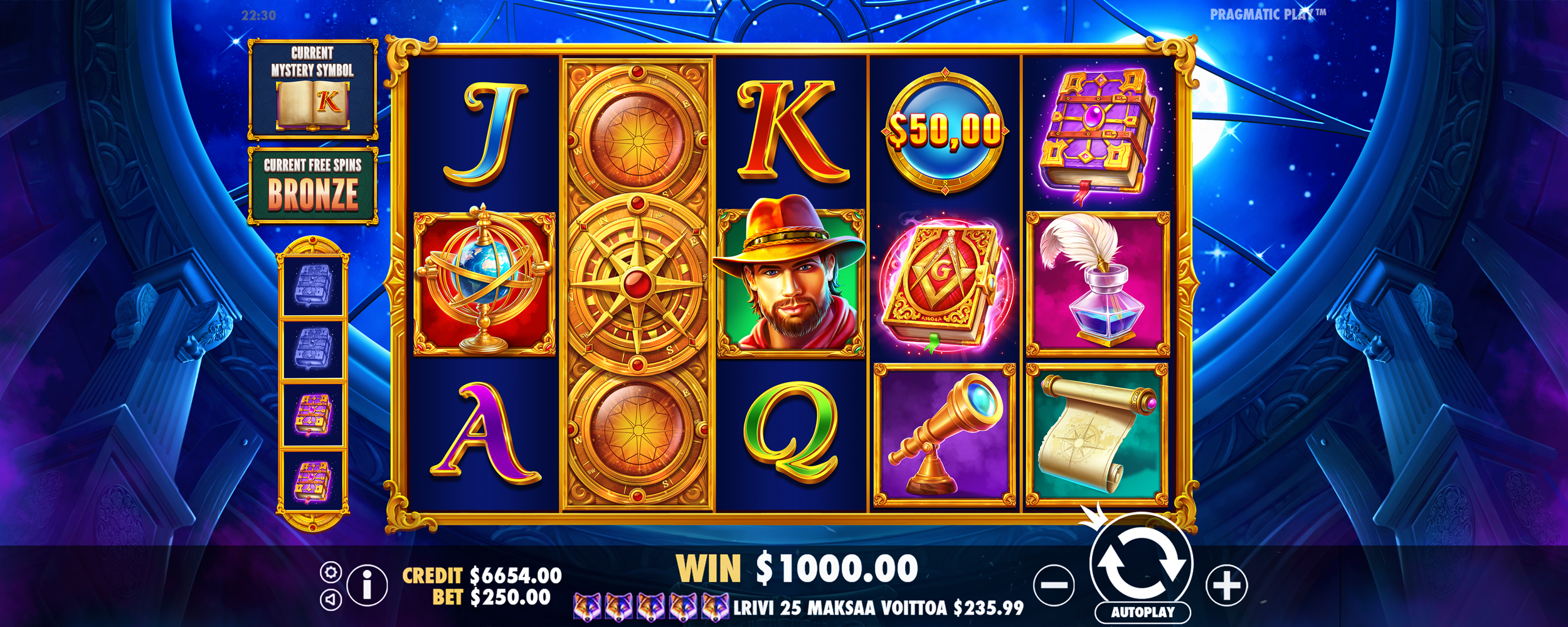 John Hunter and Galileo's Secrets - Free spins 5