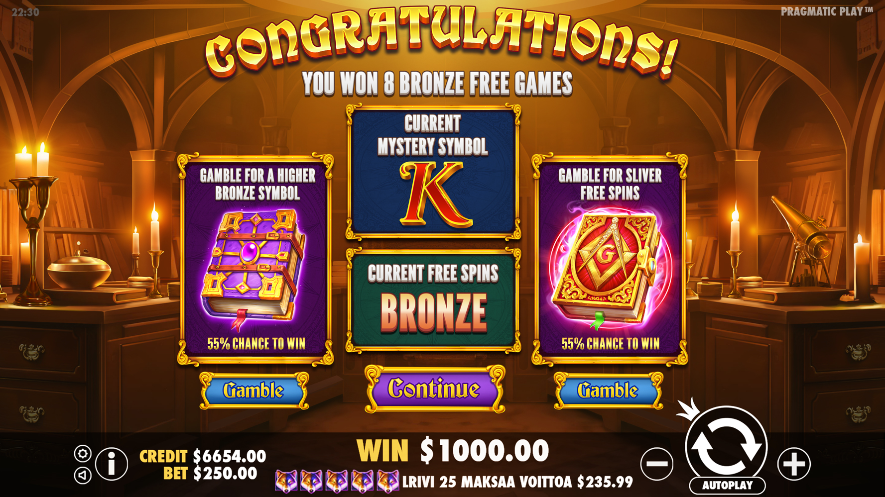 John Hunter and Galileo's Secrets - Free spins 6