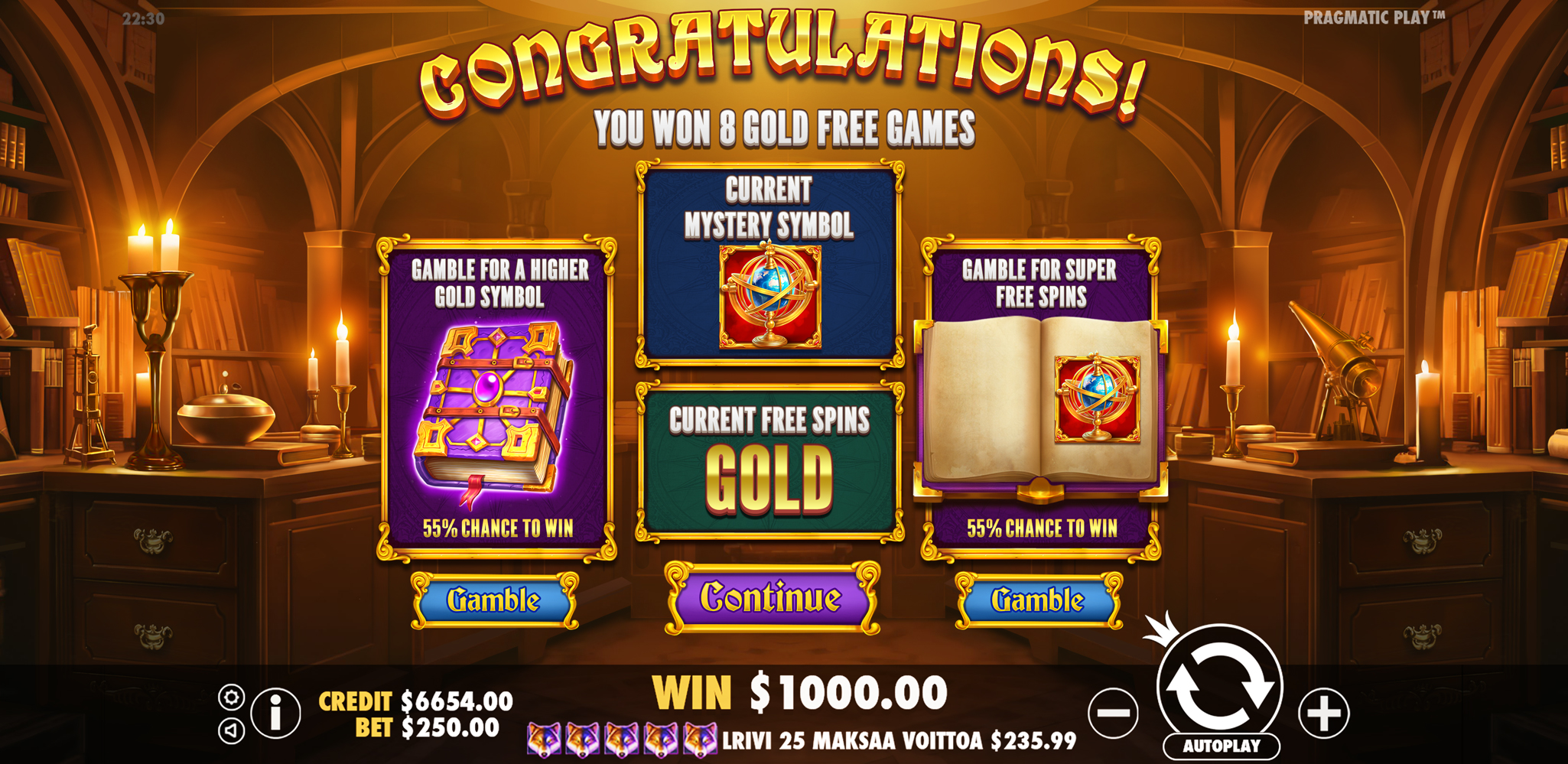 John Hunter and Galileo's Secrets - Free spins 10