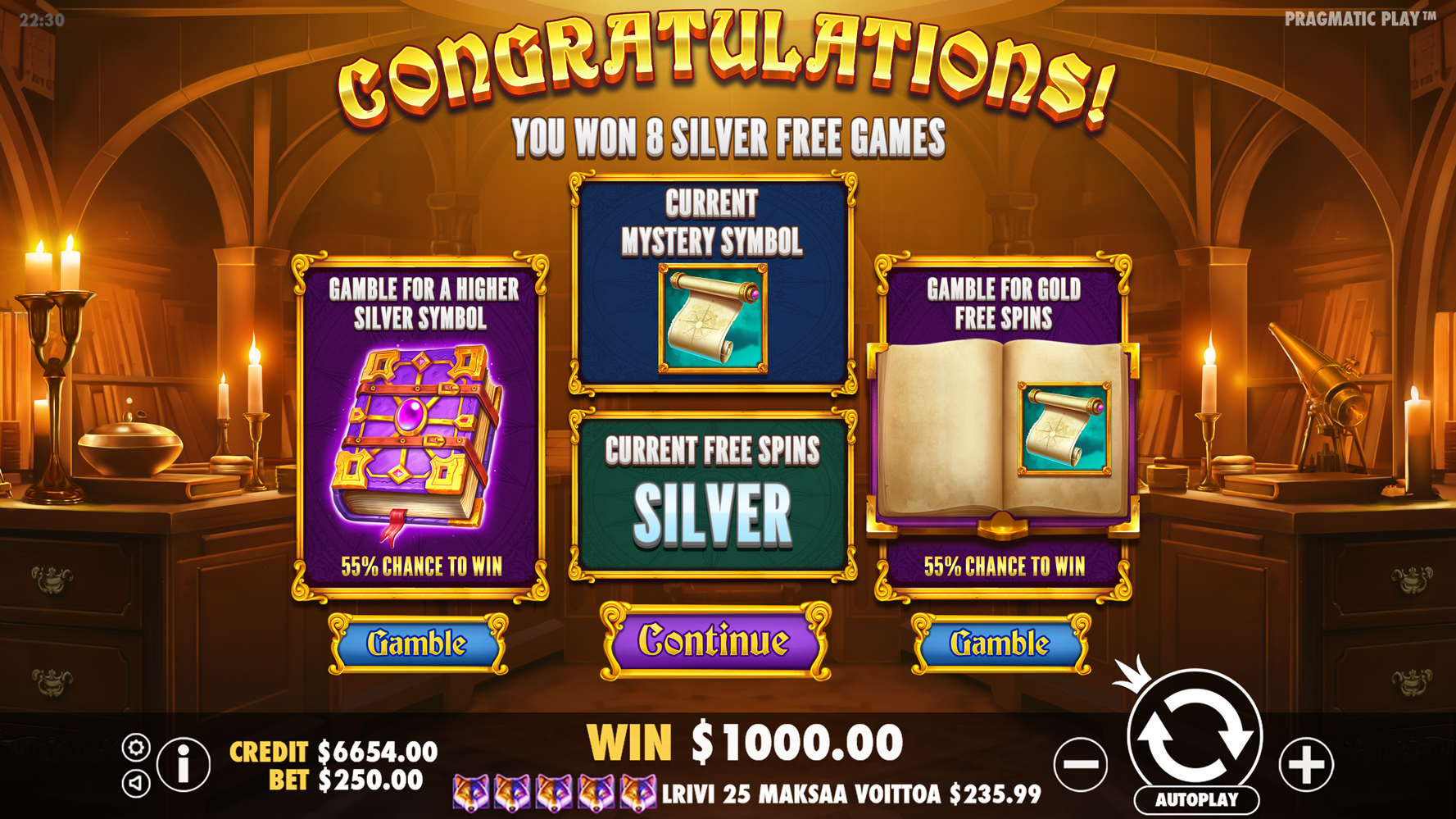 John Hunter and Galileo's Secrets - Free spins 12