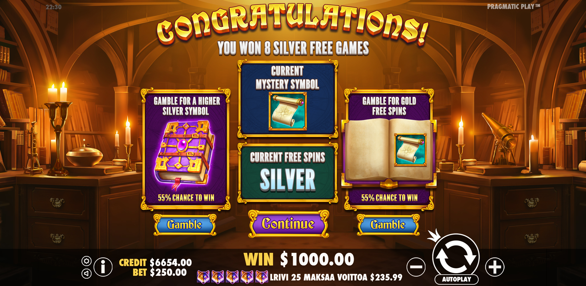 John Hunter and Galileo's Secrets - Free spins 13