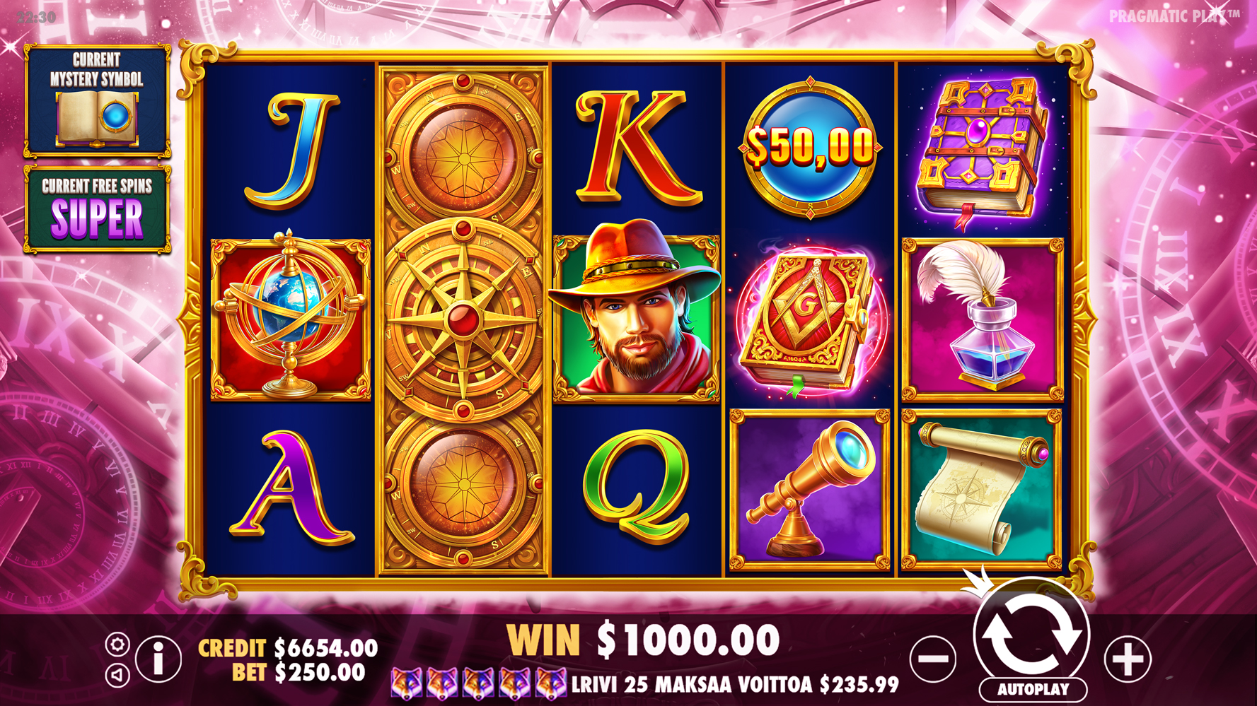 John Hunter and Galileo's Secrets - Free spins 16