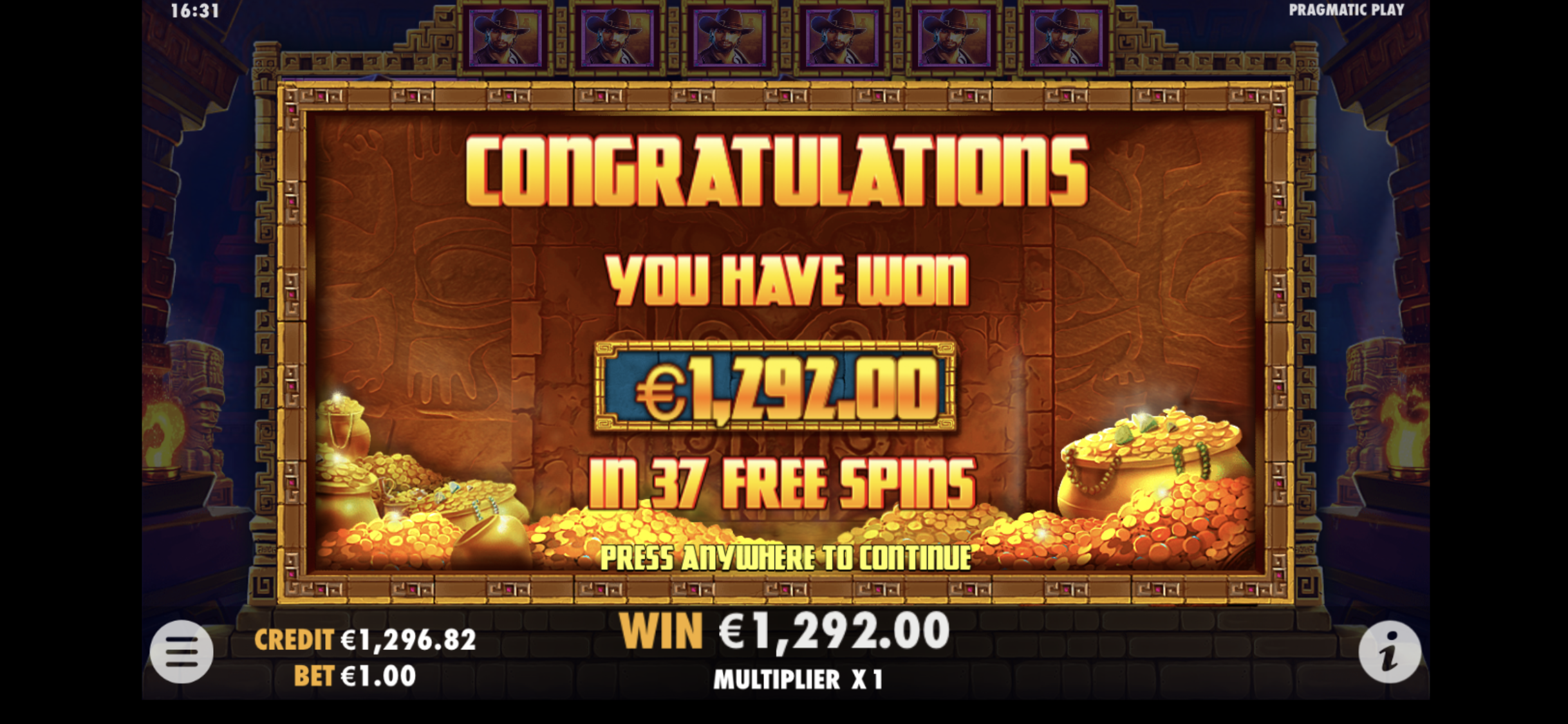John Hunter and the Mayan Gods - Free spins 6