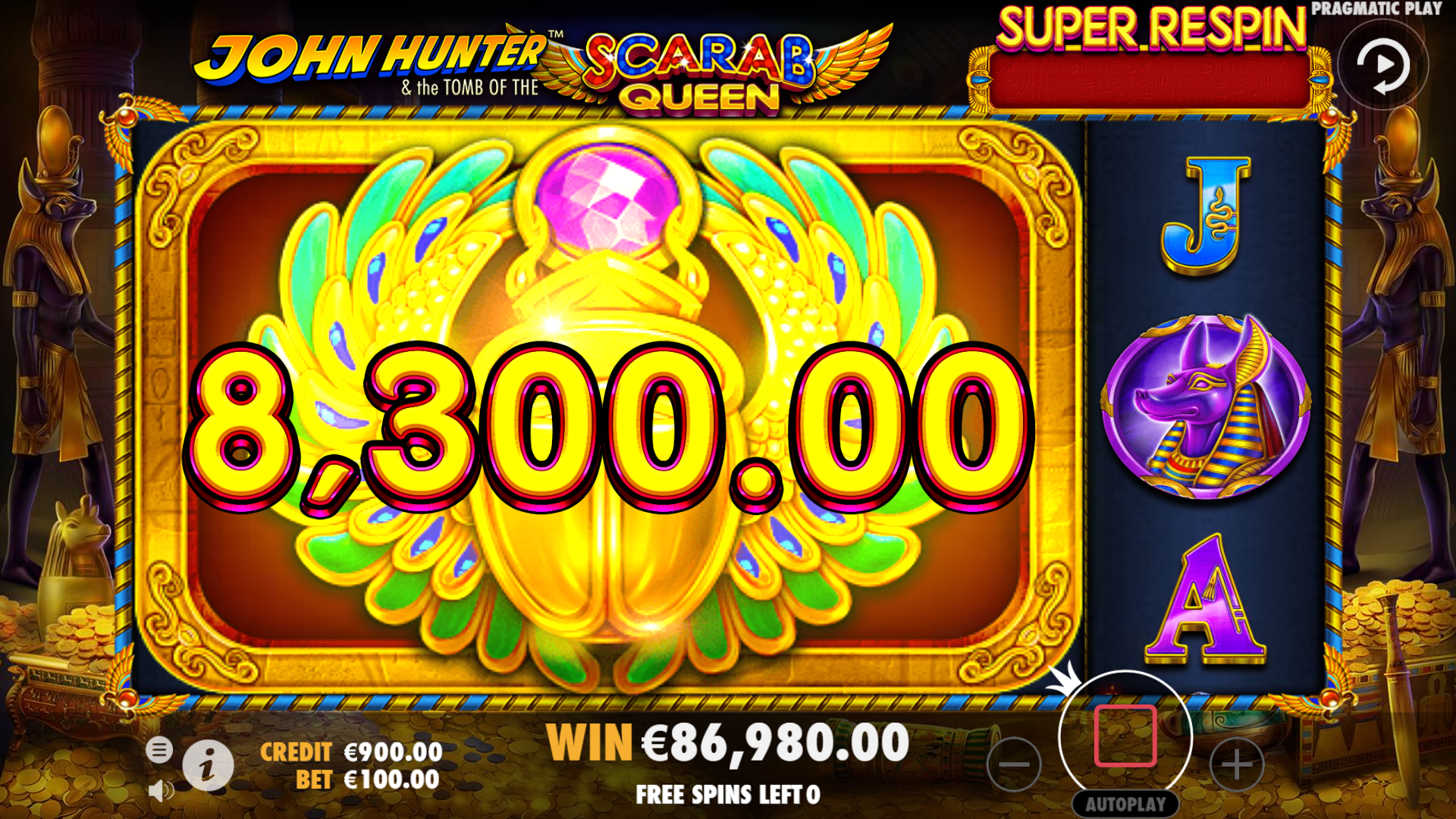 John Hunter and the Tomb of the Scarab Queen - Big win 6