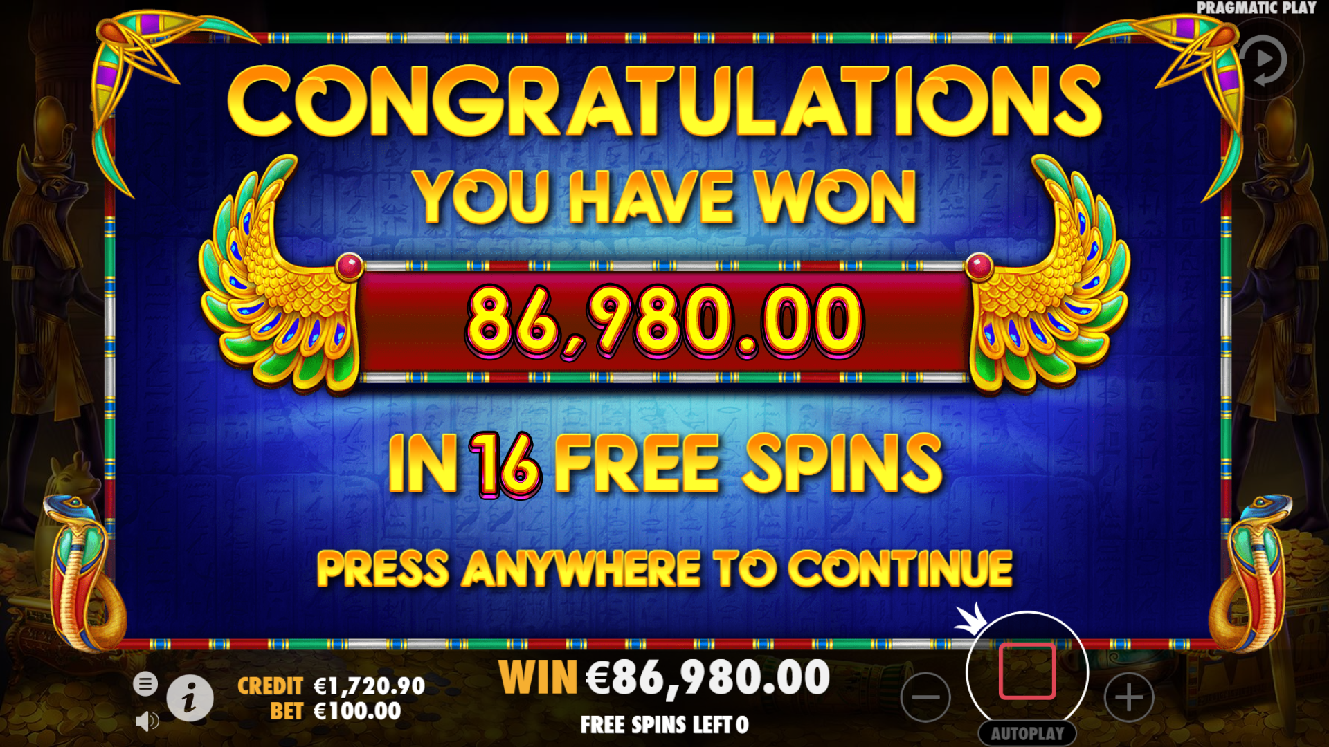 John Hunter and the Tomb of the Scarab Queen - Free spins 9