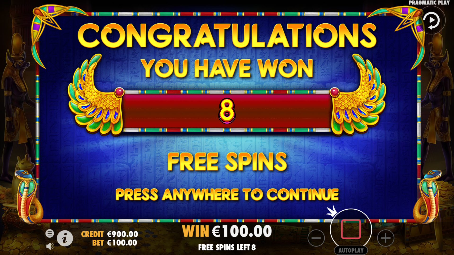 John Hunter and the Tomb of the Scarab Queen - Free spins 12