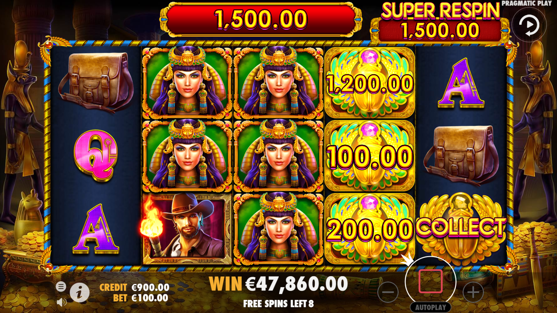 John Hunter and the Tomb of the Scarab Queen - Big win 9