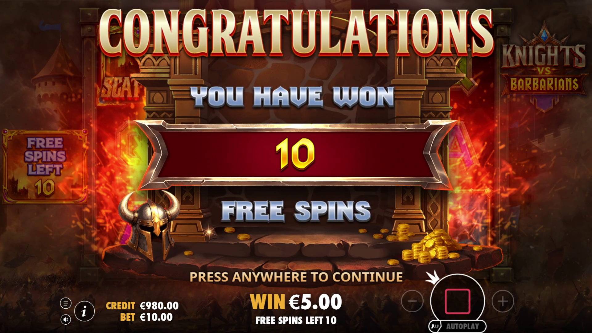 Knights vs Barbarians - Free spins 1