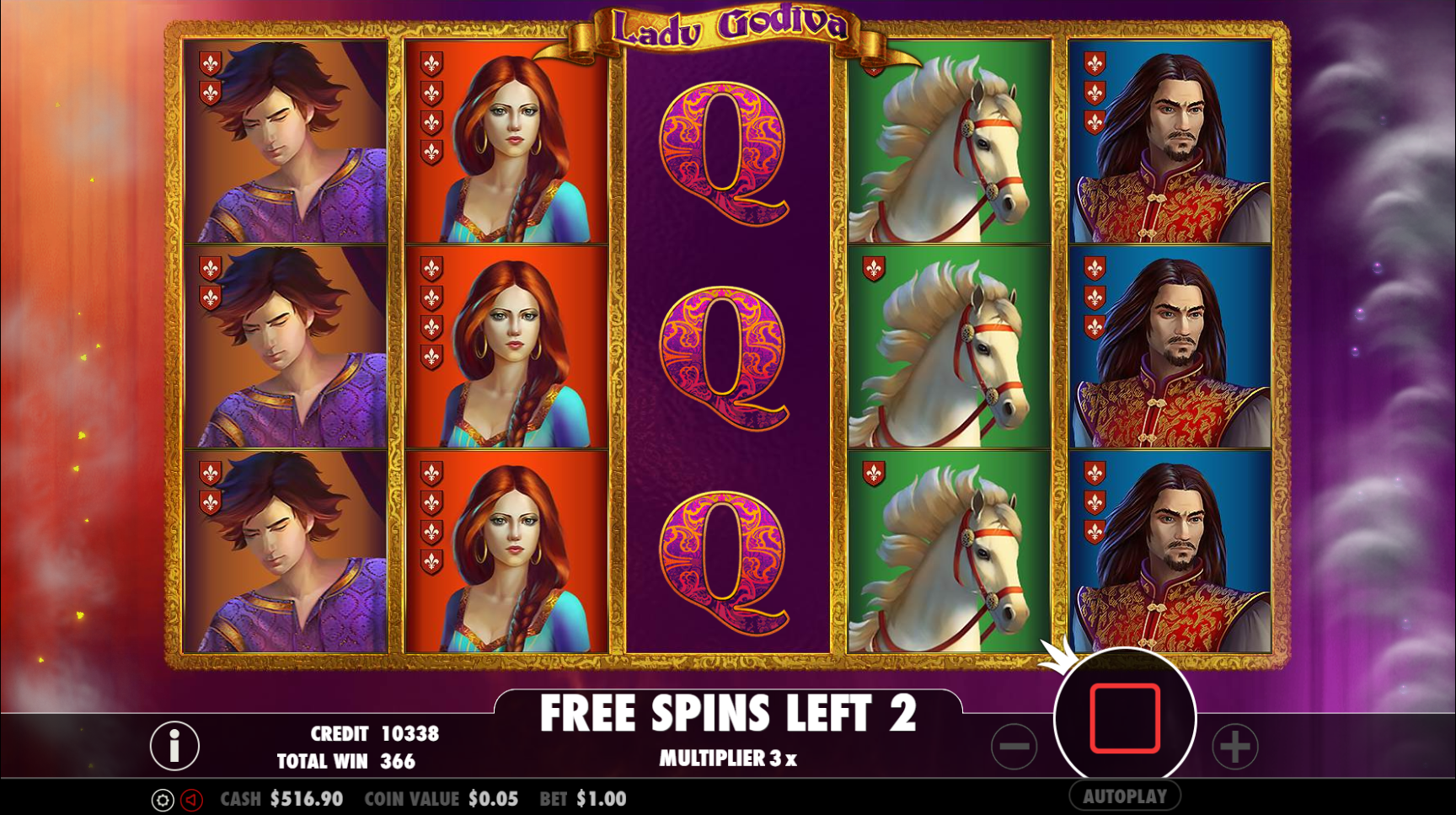 Lady Godiva - Free spins 5
