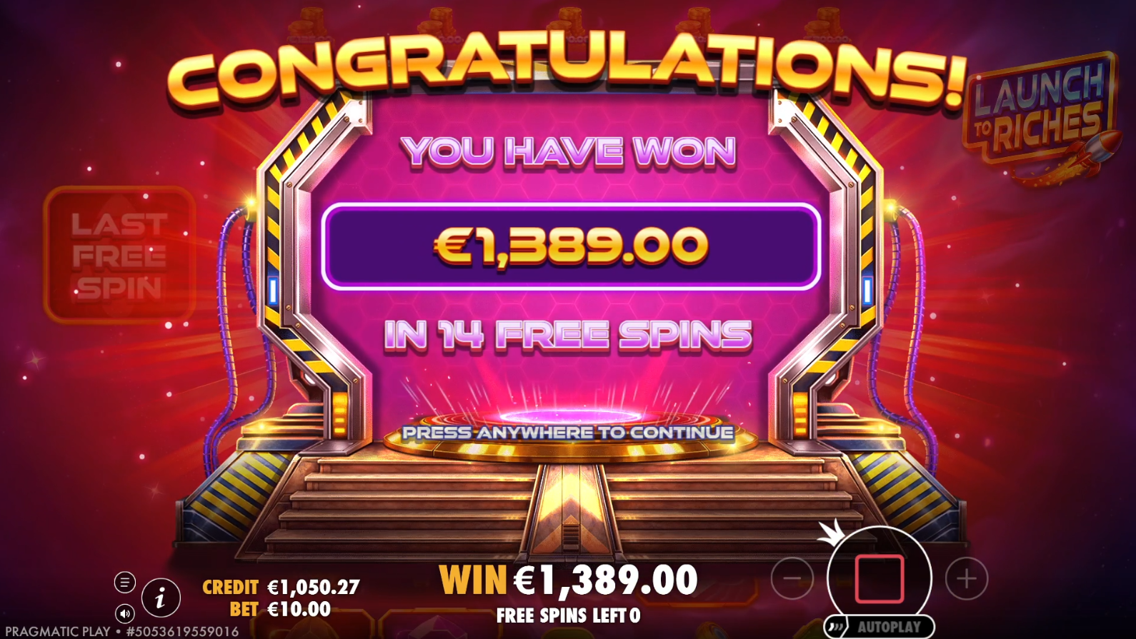 Launch to Riches - Free spins 1