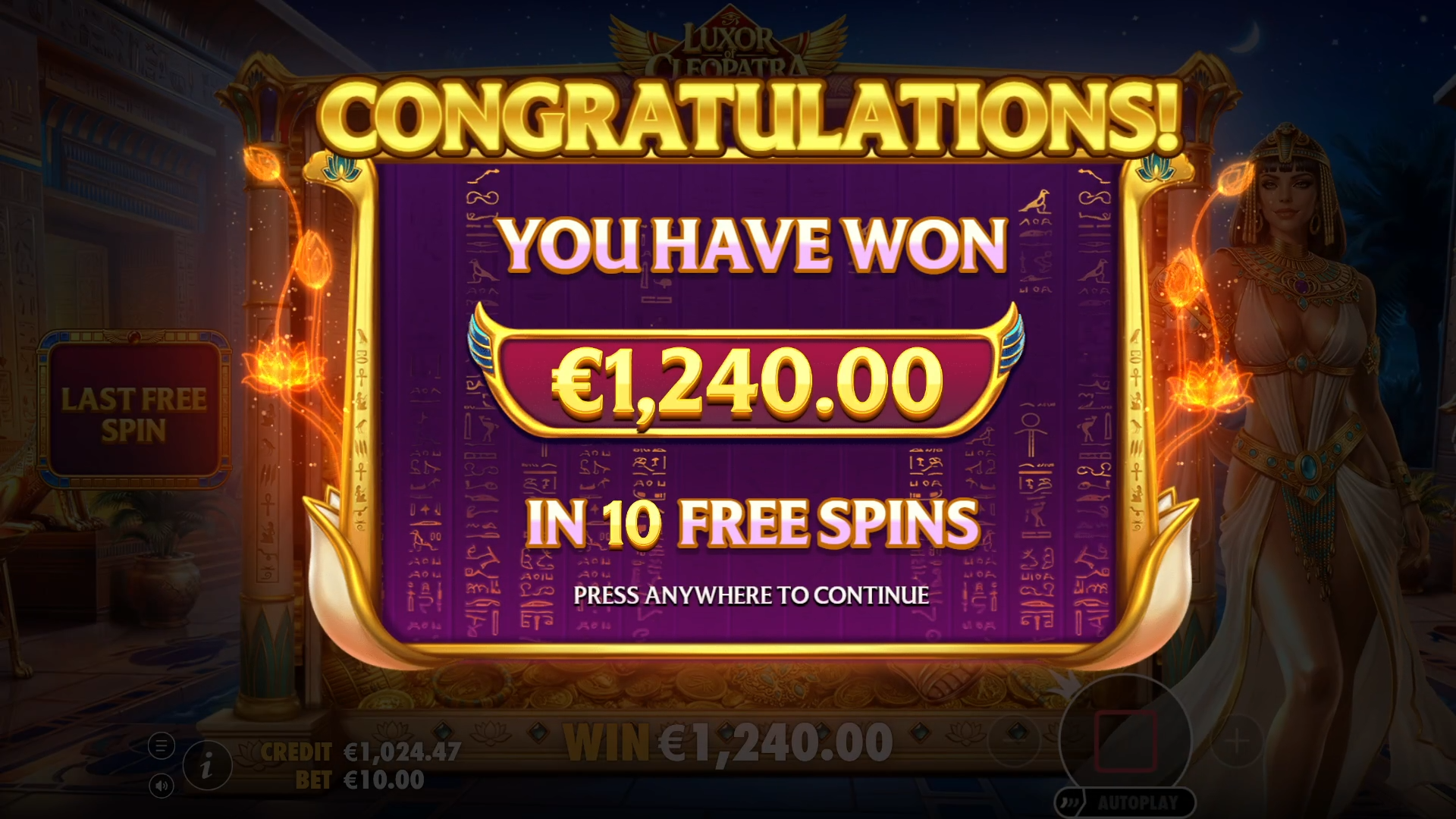 Luxor of Cleopatra - Free spins 1