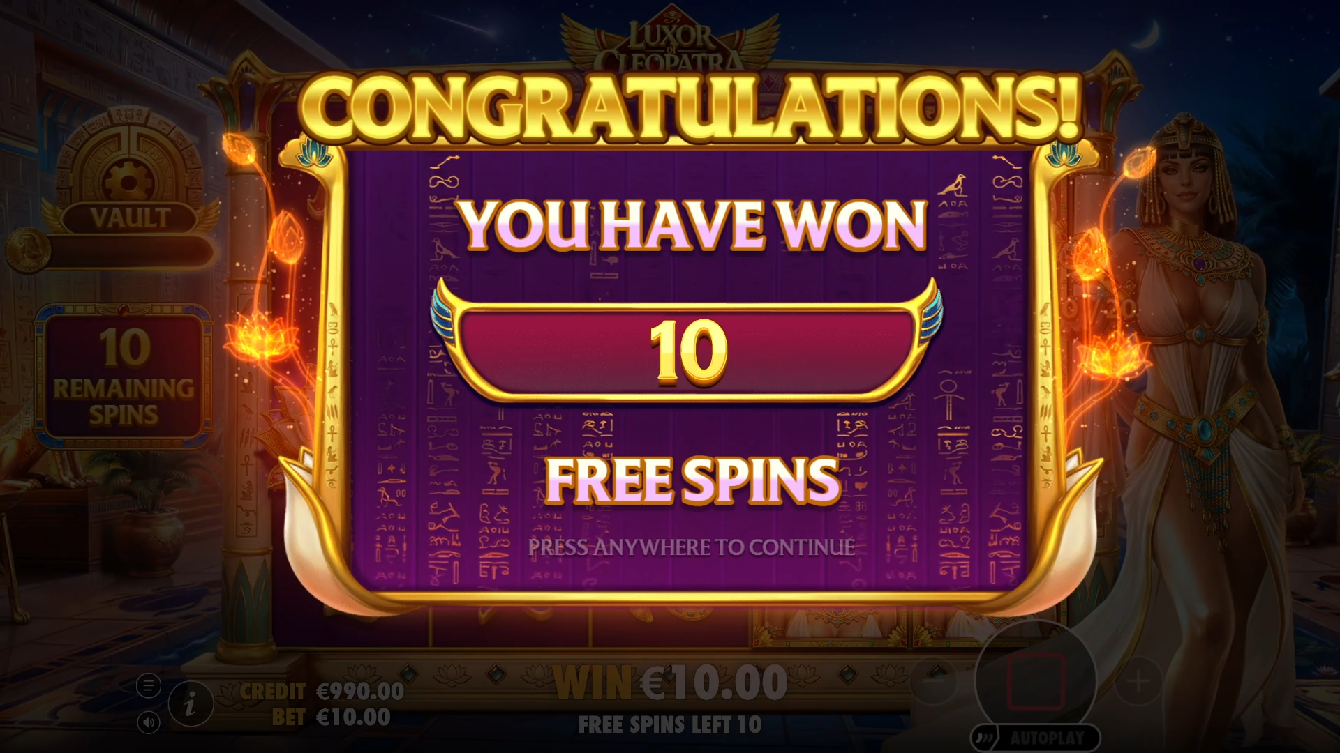Luxor of Cleopatra - Free spins 2