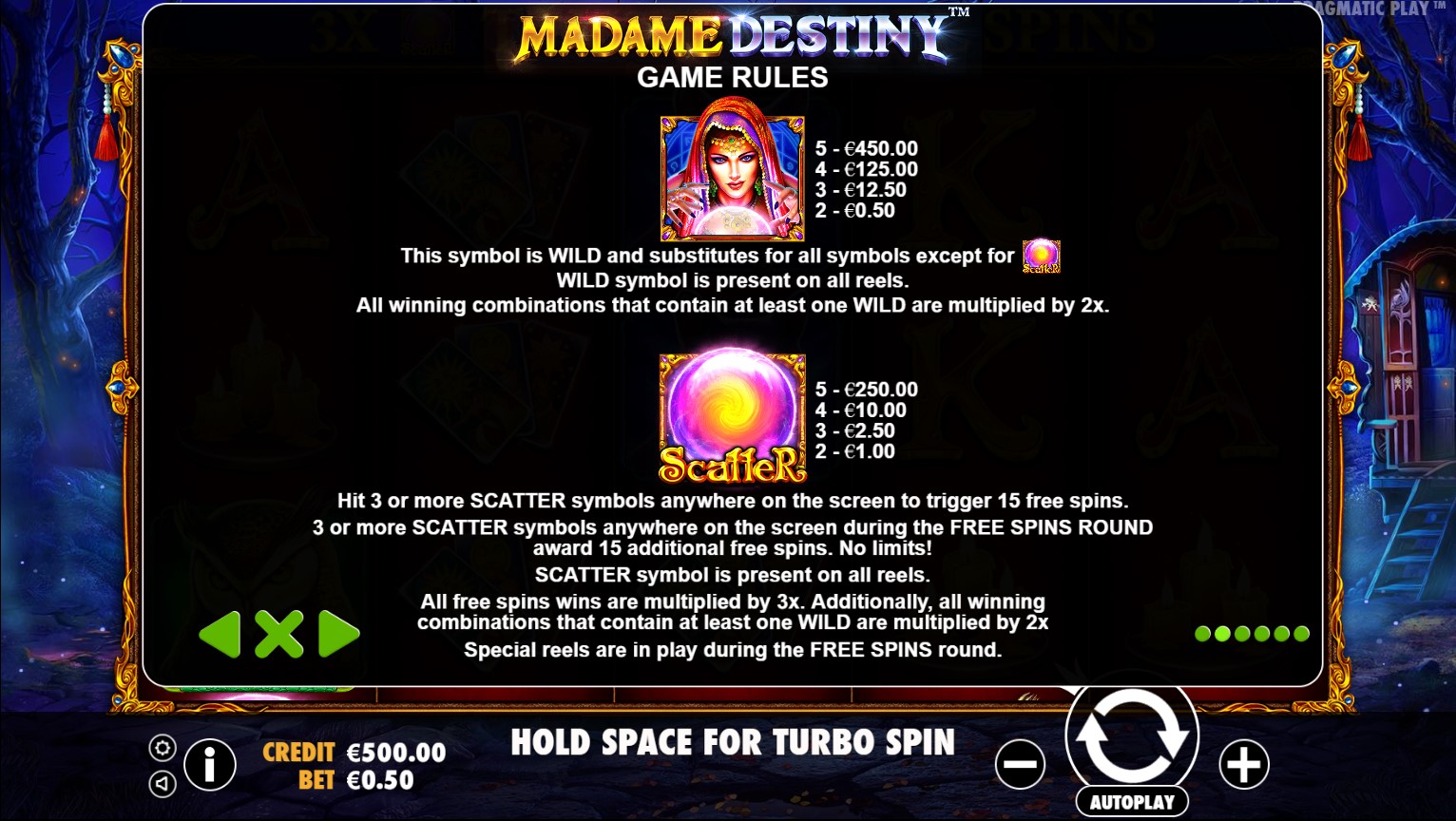 Madame Destiny - Game rules 1