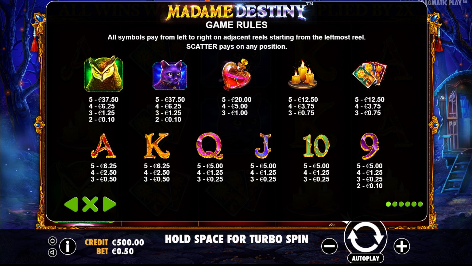 Madame Destiny - Game rules 3