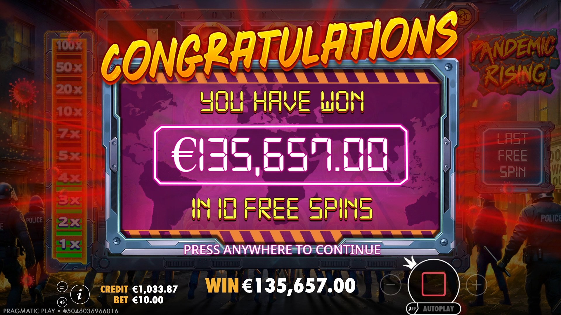 Pandemic Rising - Free spins 1