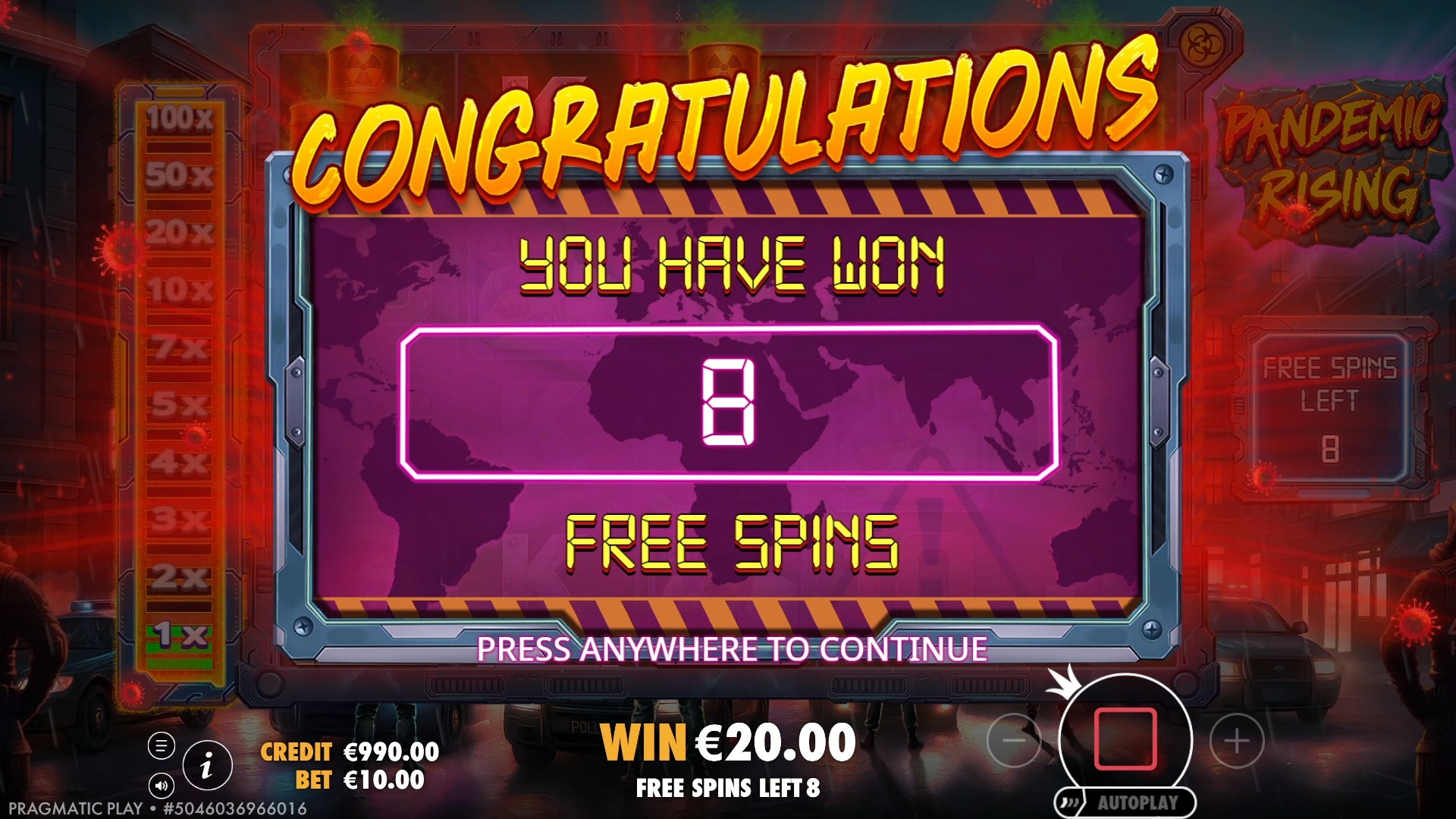 Pandemic Rising - Free spins 4