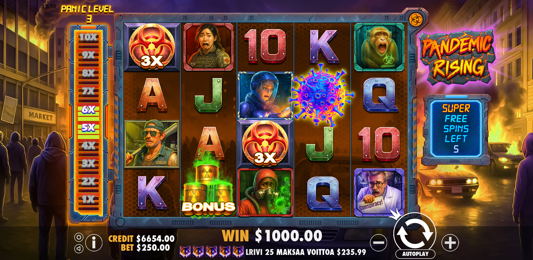 Pandemic Rising - Free spins 15