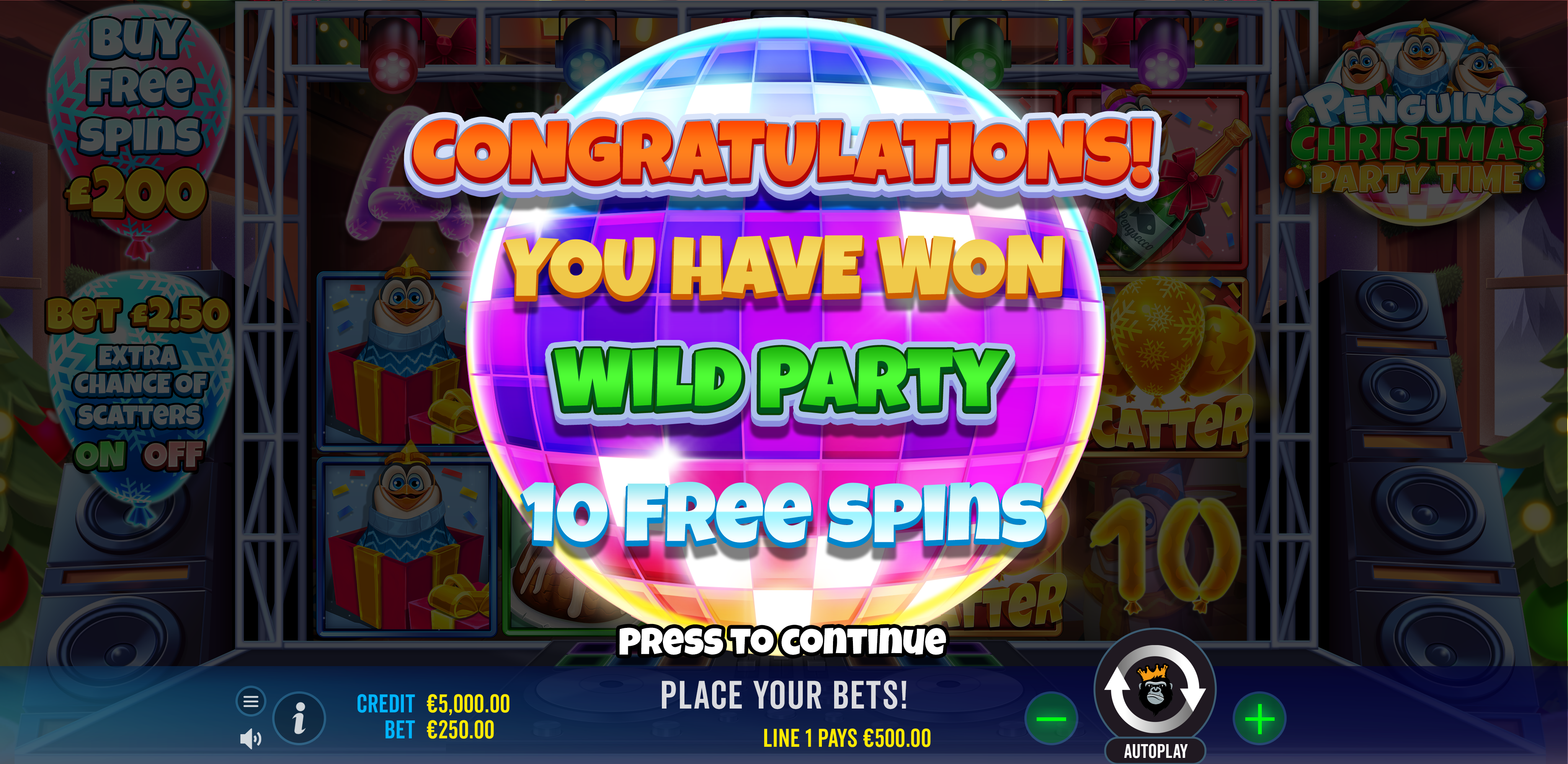 Penguins Christmas Party Time - Free spins