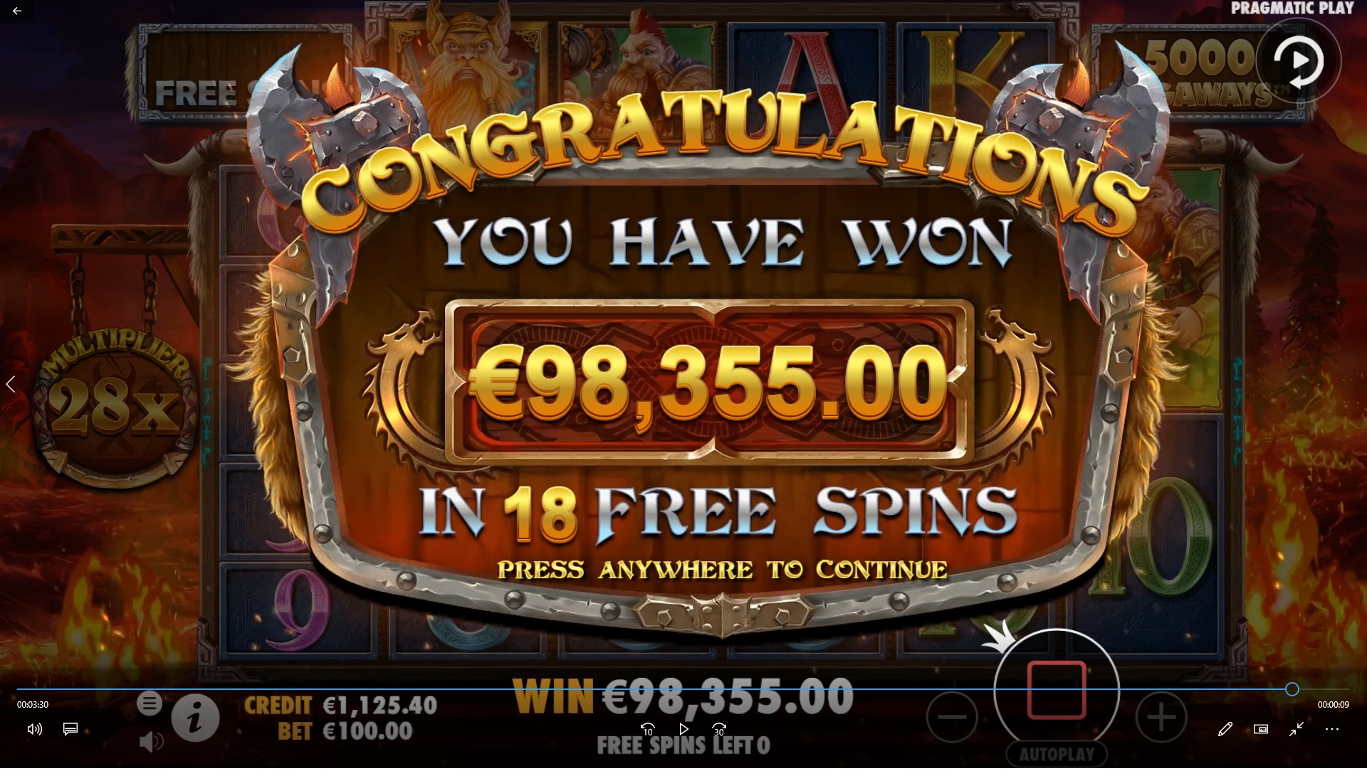 Power of Thor Megaways - Free spins 13