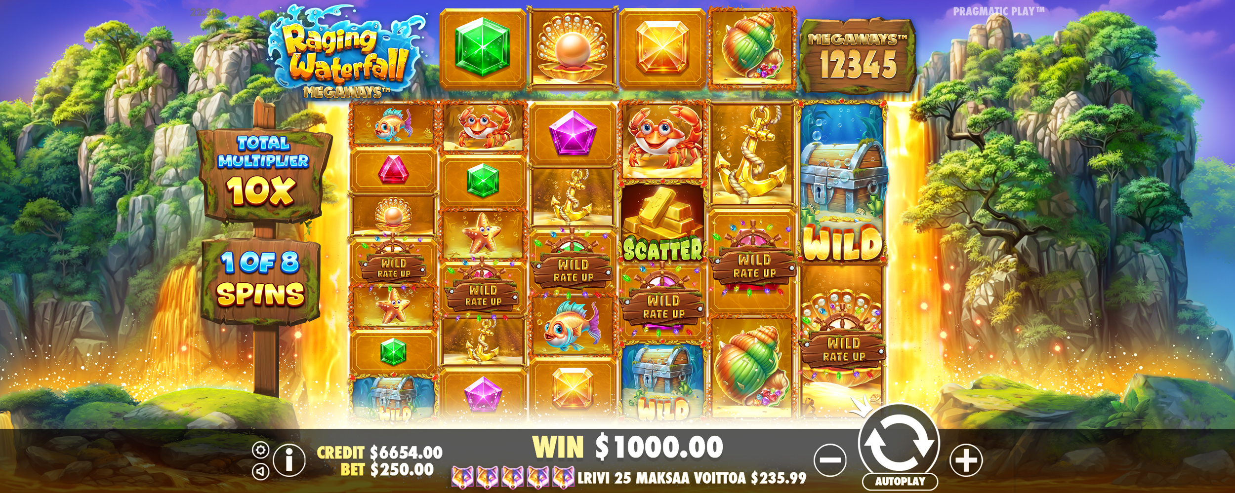 Raging Waterfall Megaways - Free spins 6