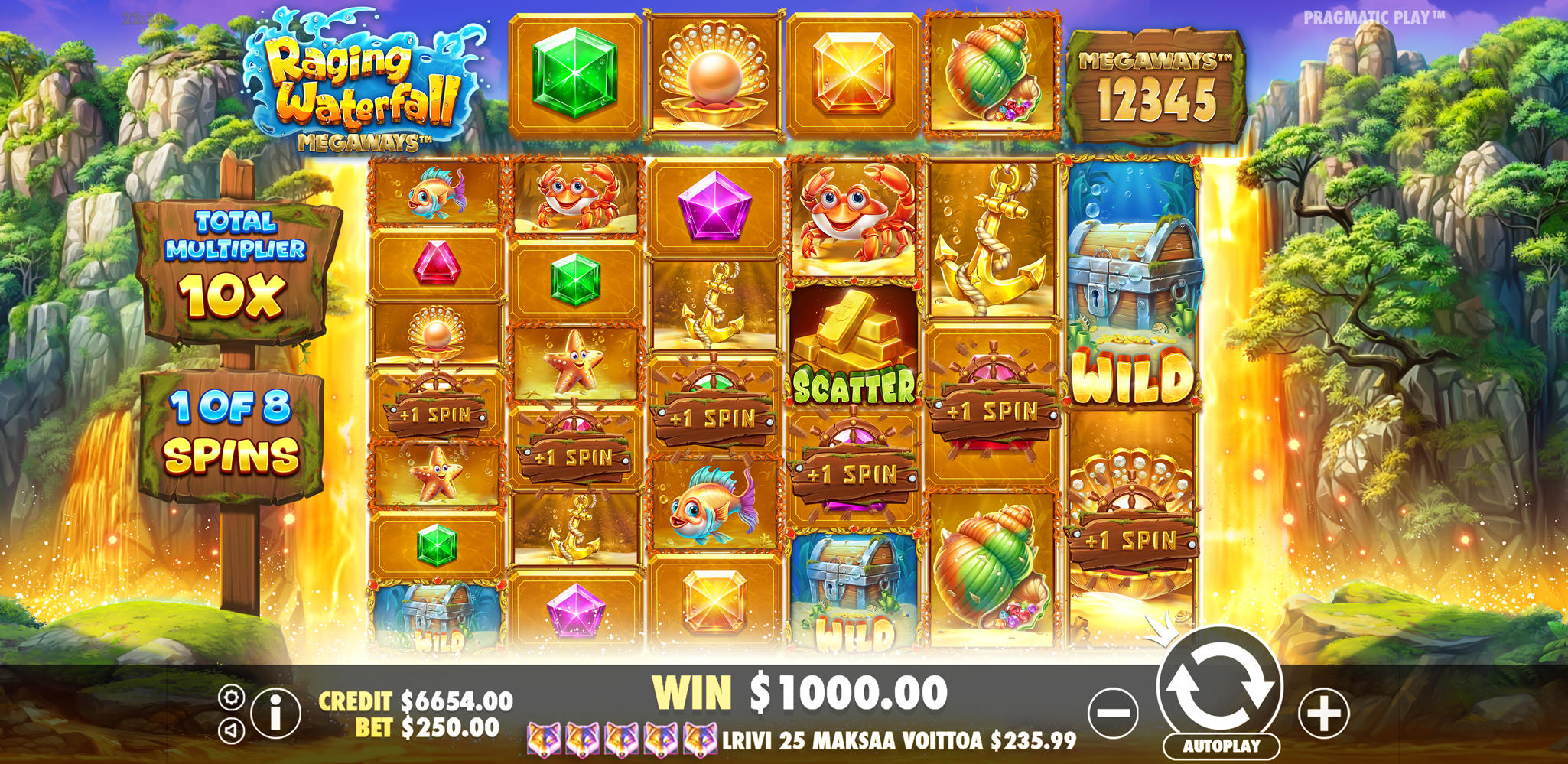 Raging Waterfall Megaways - Free spins 7