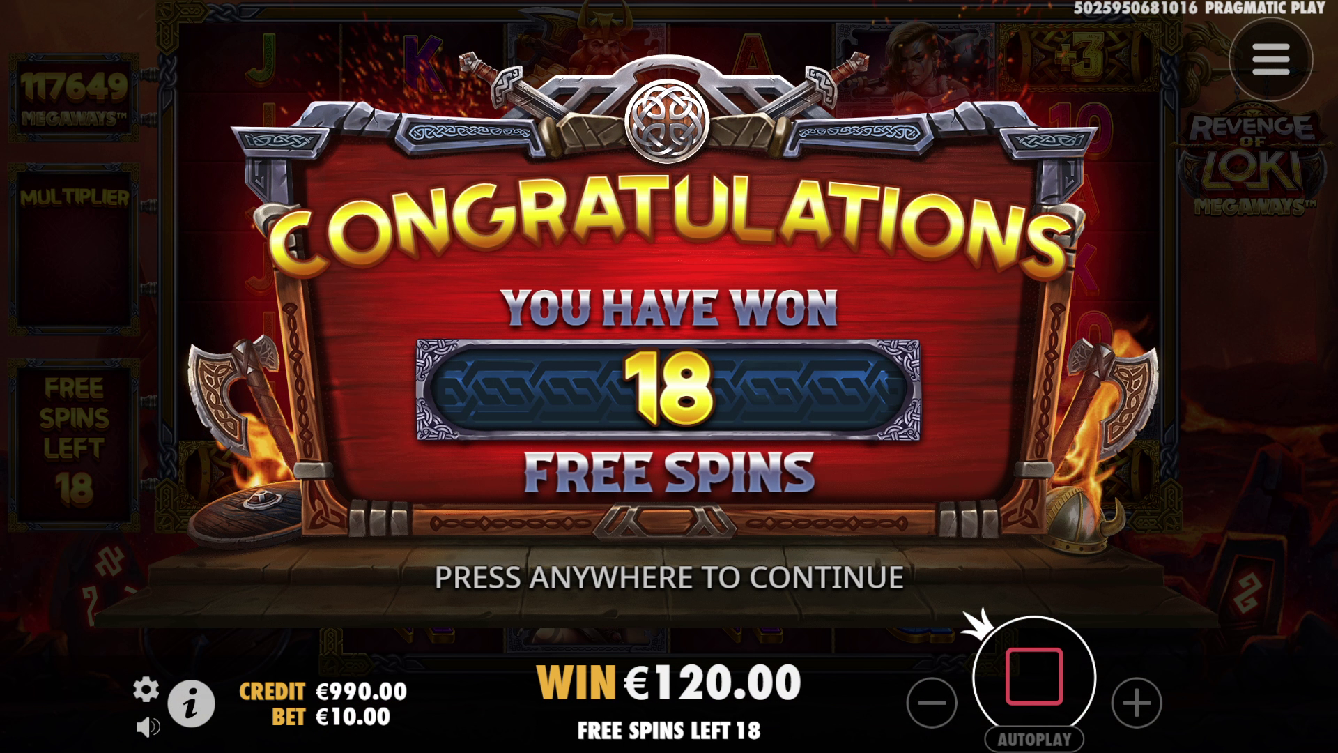 Revenge of Loki Megaways - Free spins 1
